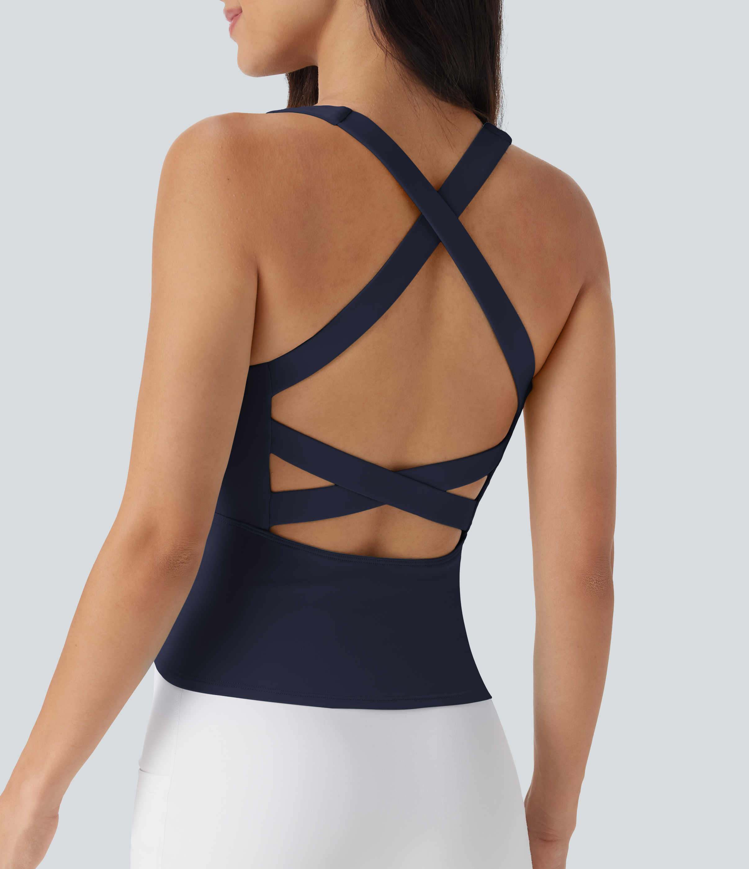 SoftlyZero™ Airy Square Neck Cropped Cool Touch Running Tank Top-Longer Length-UPF50+