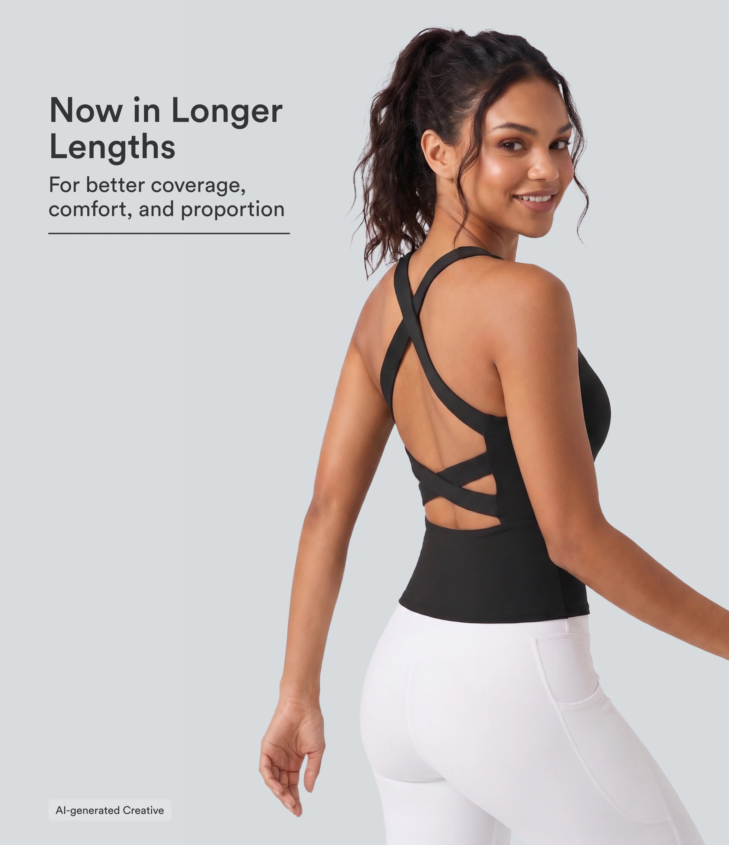 SoftlyZero™ Airy Square Neck Cropped Cool Touch Running Tank Top-Longer Length-UPF50+