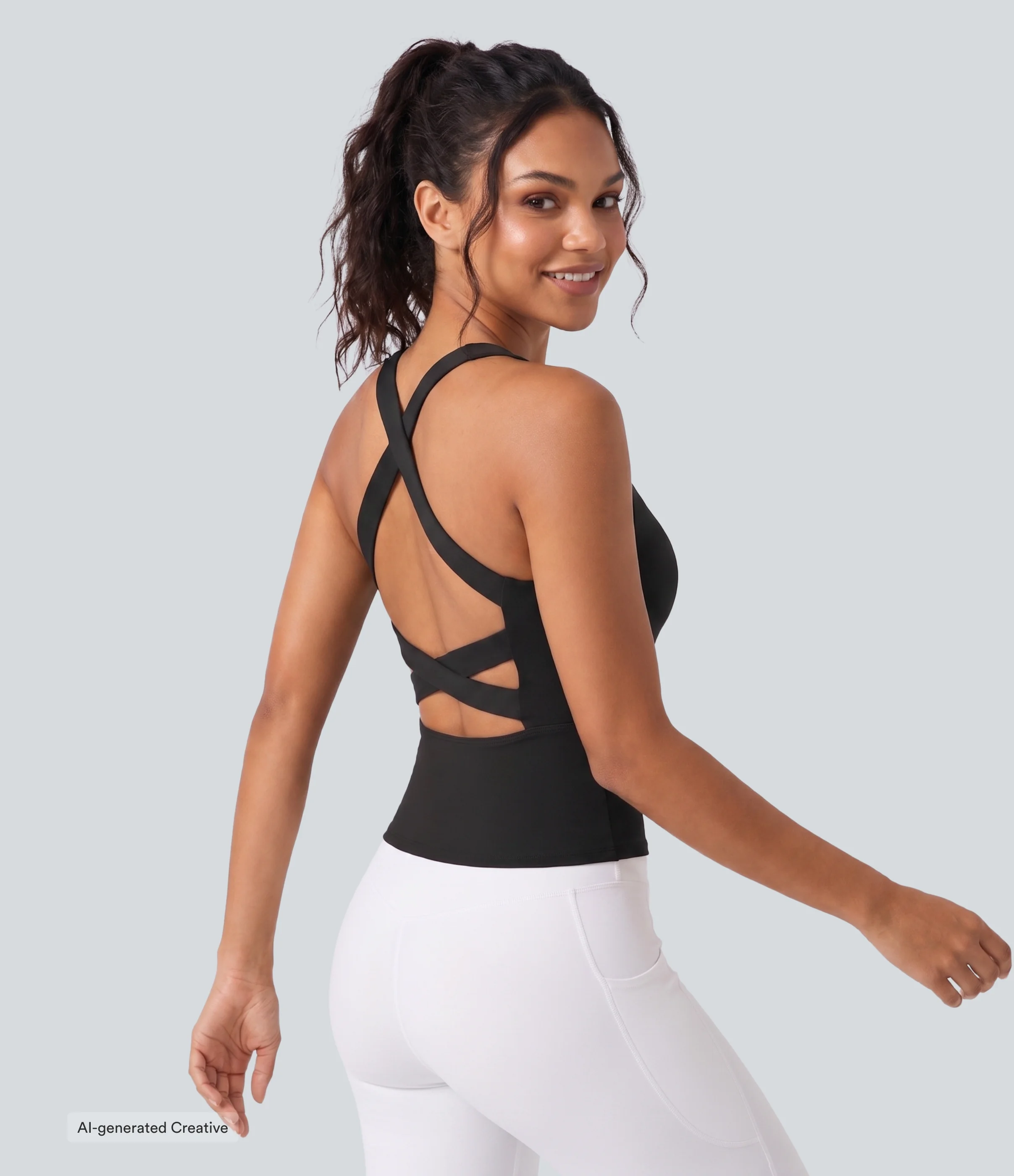 SoftlyZero™ Airy Square Neck Cropped InstantCool Running Tank Top-Longer Length-UPF50+