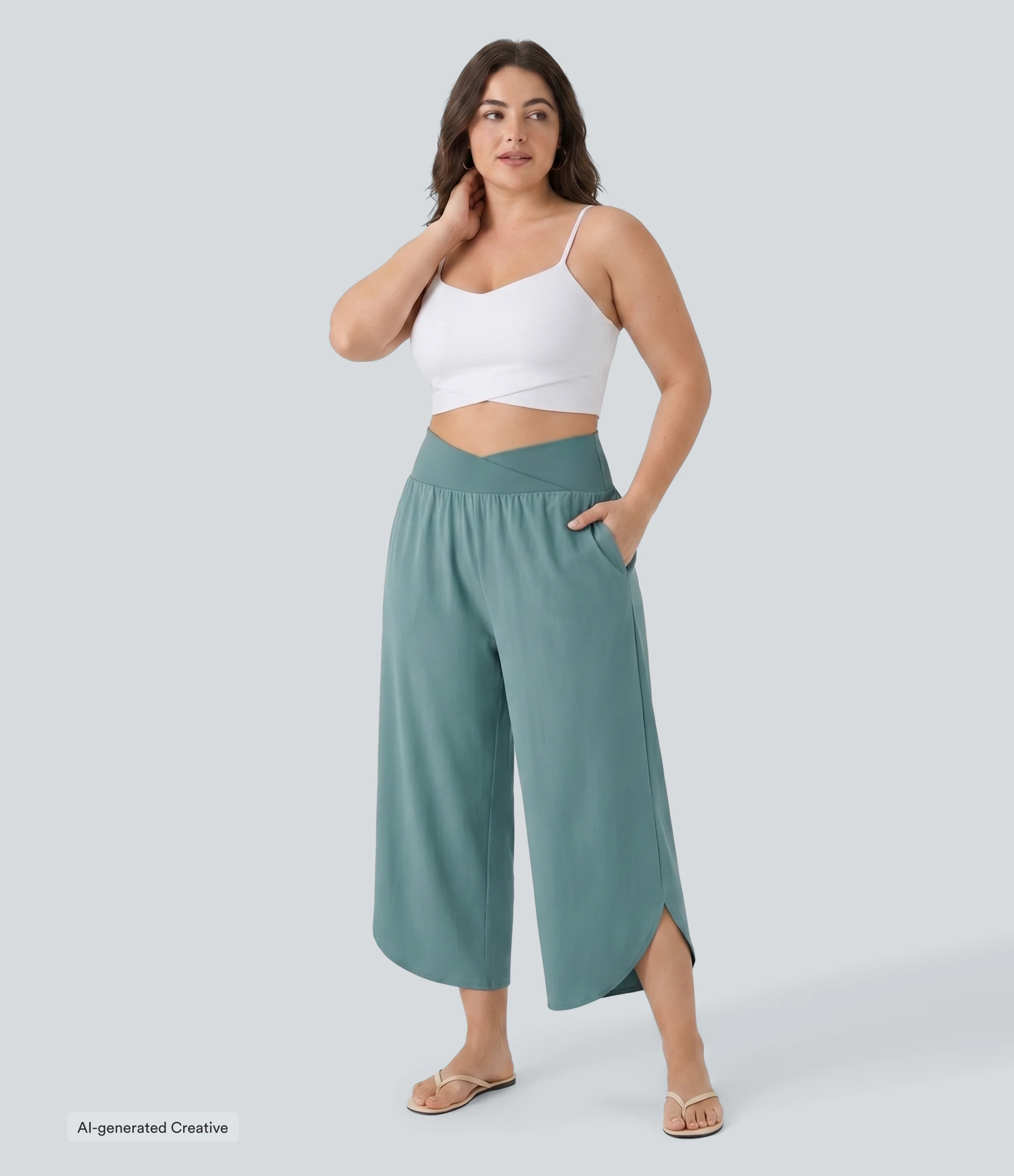 Breezeful™ High Waisted Crossover Pocket Quick Dry Plus Size Pants