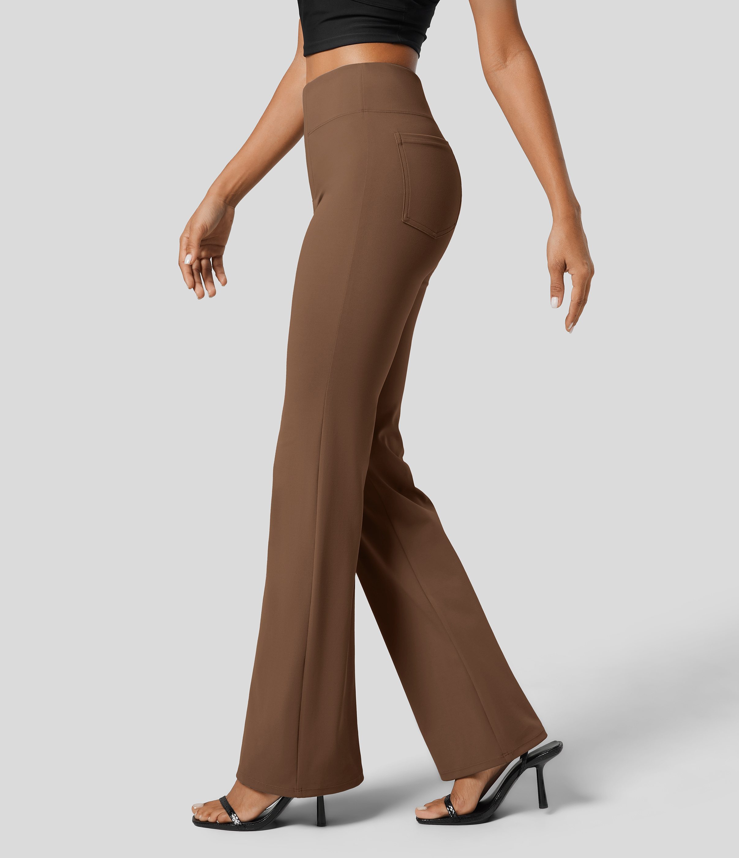 Halara Flex™ Dehnbare Stoffhose mit hohem Bund und Seitentasche hinten