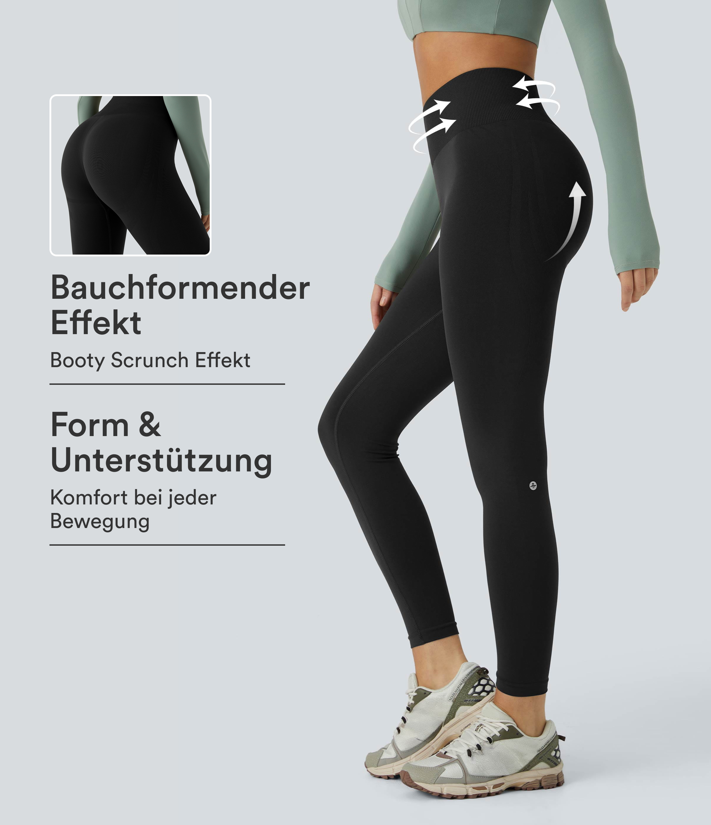 OneForm - Yoga-Leggings mit mittelhohem Bund, Bauchkontrolle und nahtlosem Flow - Po-Lifting