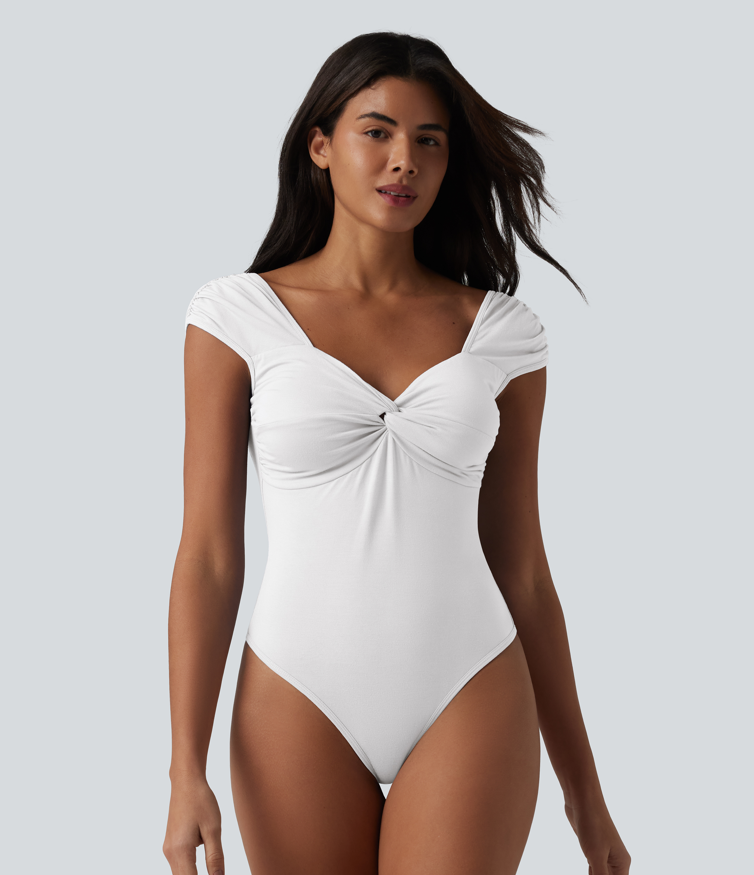 White Short Sleeve Casual Bodysuit / 2