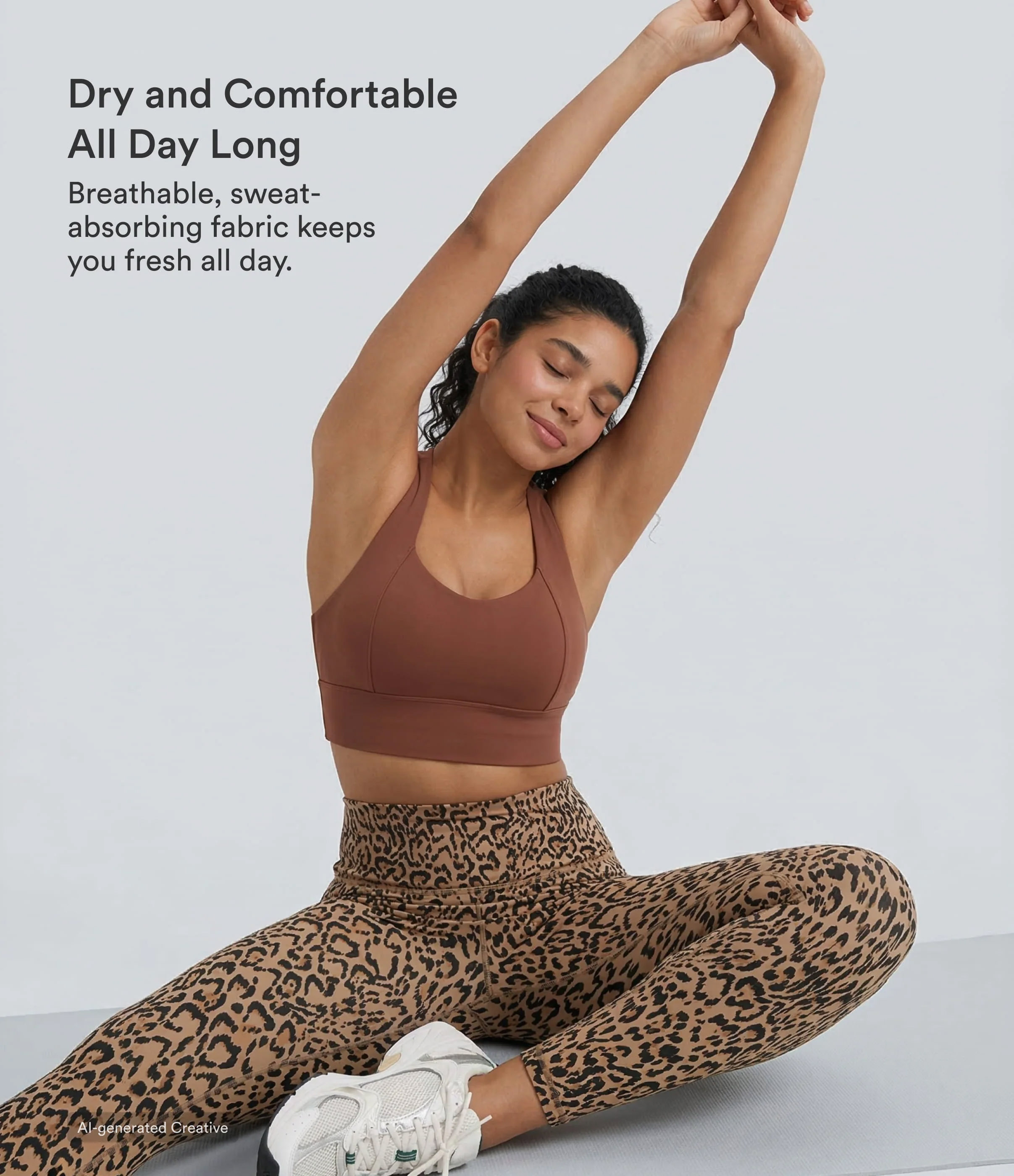 Tan Leopard Leggings de yoga Halara UltraSculpt™ con estampado de leopardo, cintura alta, control de abdomen y bolsillos / 2