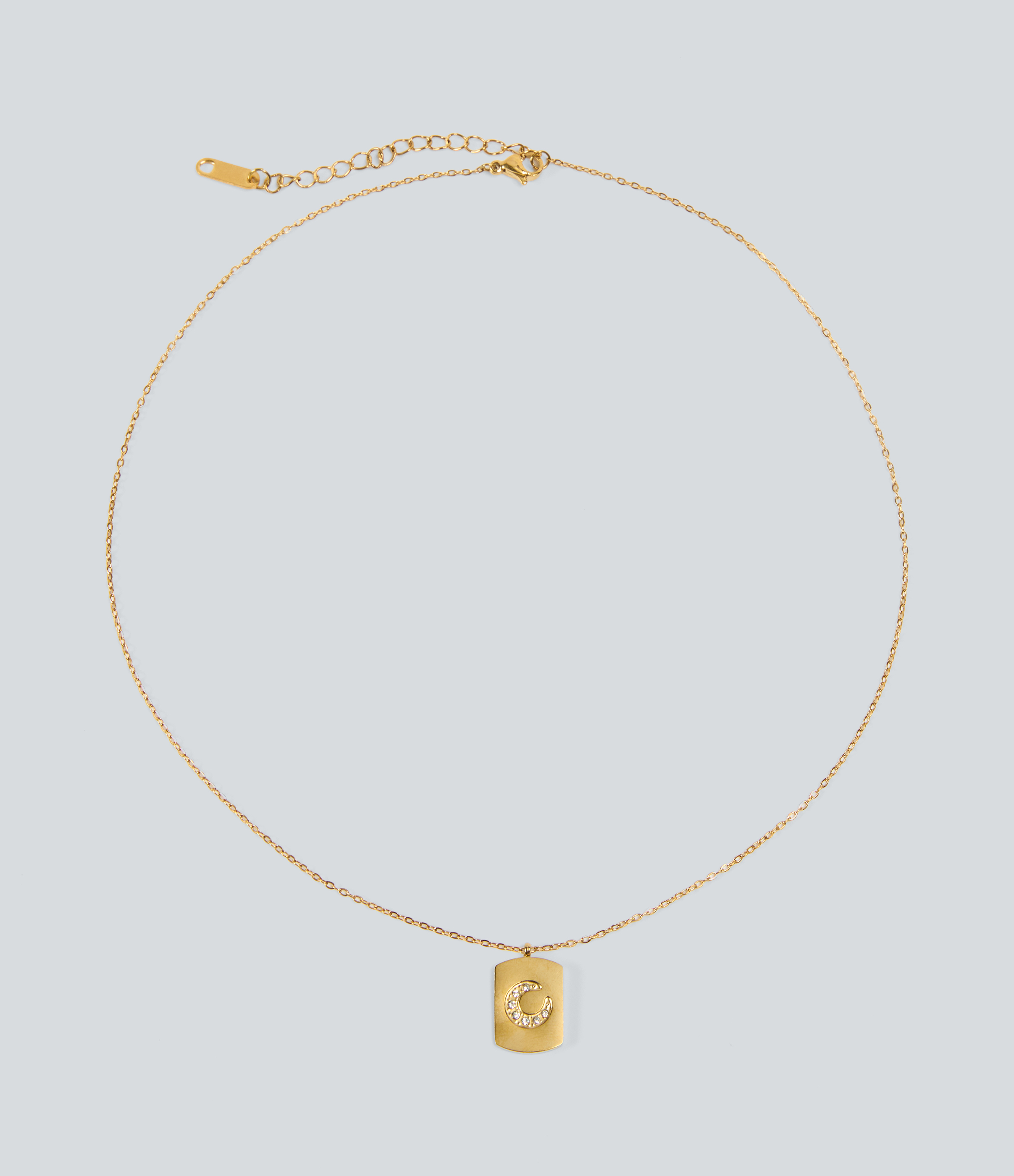 Gold Stainless Steel Moon Pendant Necklace / 1
