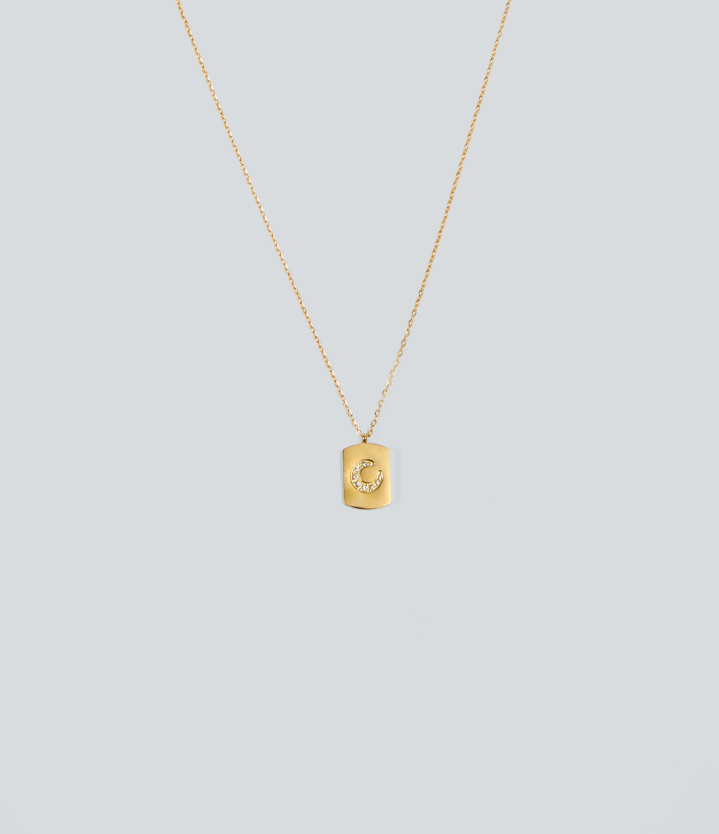 Gold Stainless Steel Moon Pendant Necklace / 2
