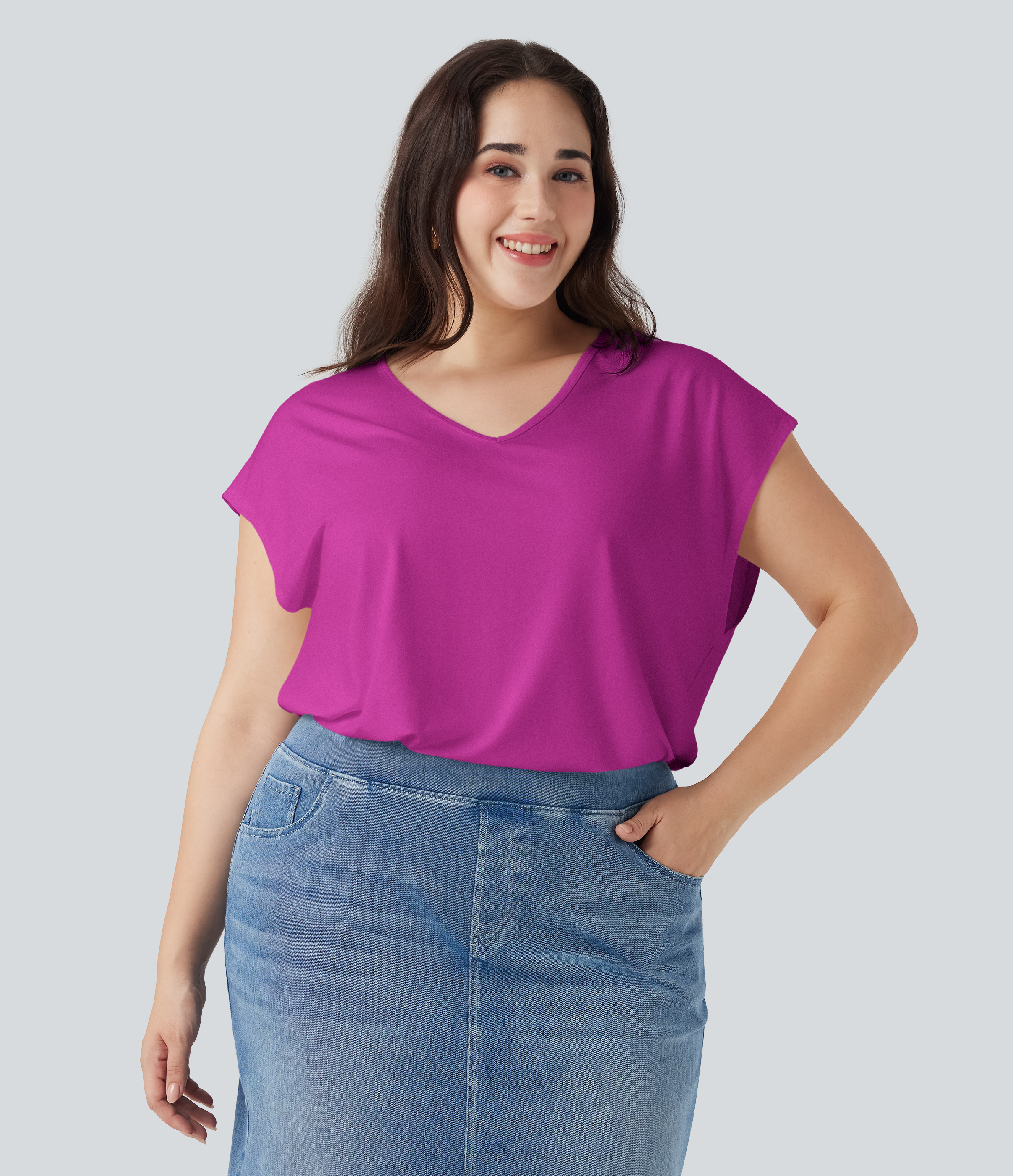 V-neck Short Sleeve Casual Plus Size T-Shirt