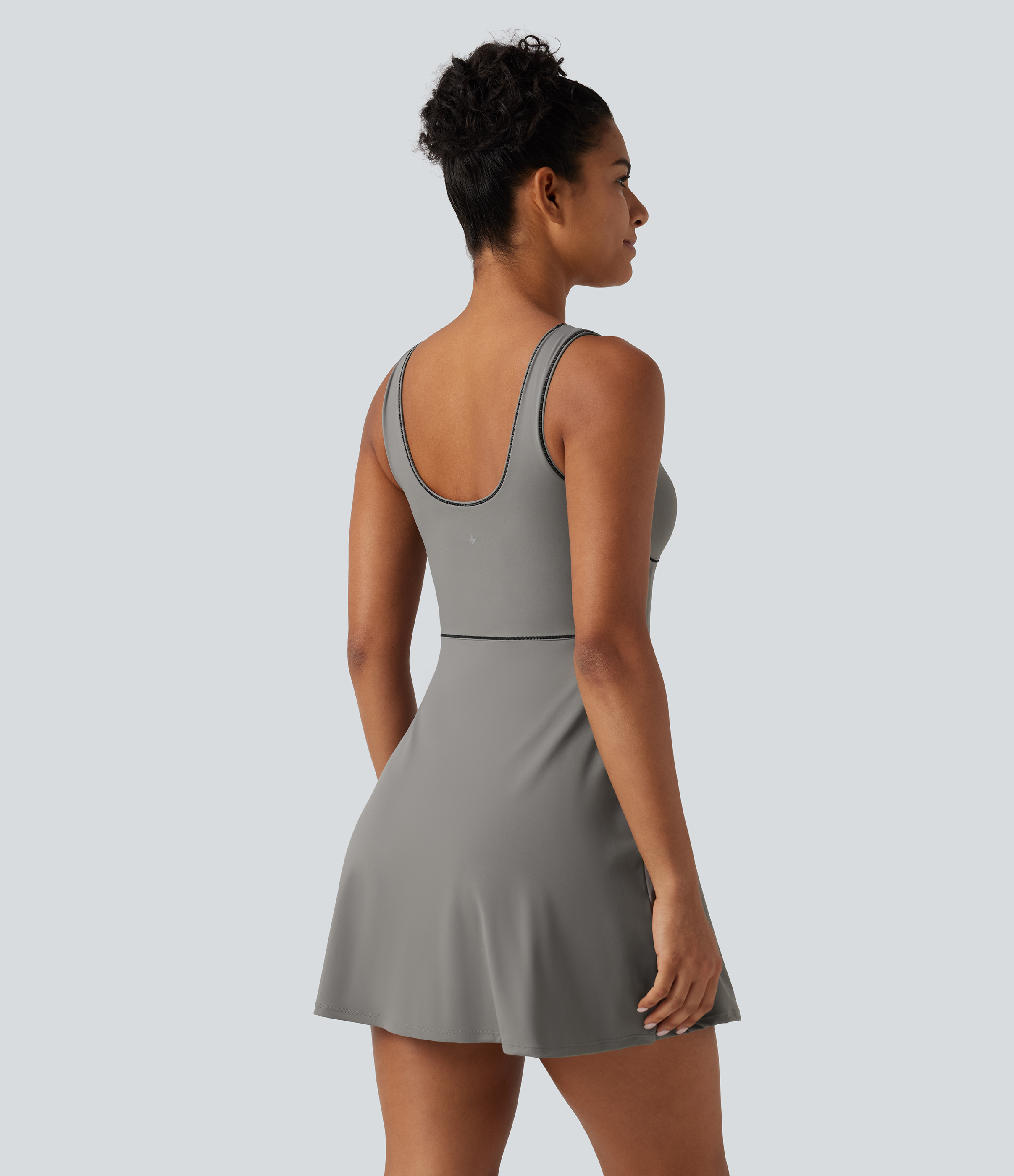 Steeple Gray SoftlyZero™ Airy Built-in Bra 2-in-1 InstantCool Mini Yoga Active Dress with Pockets-Easy Peezy Edition / 2