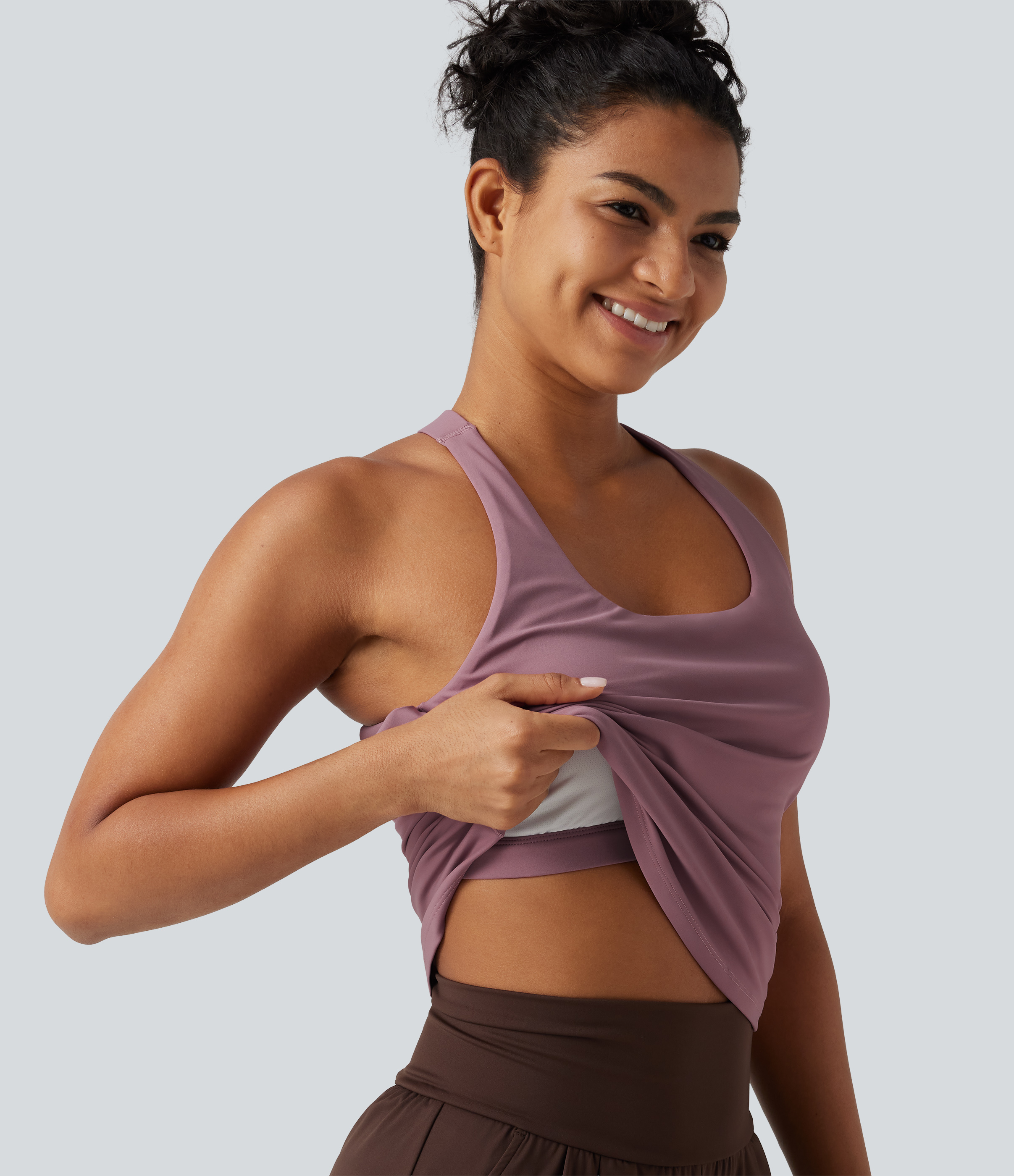 U Neck Built-in Bra Cool Touch Quick Dry Yoga Tank Top-UPF50+