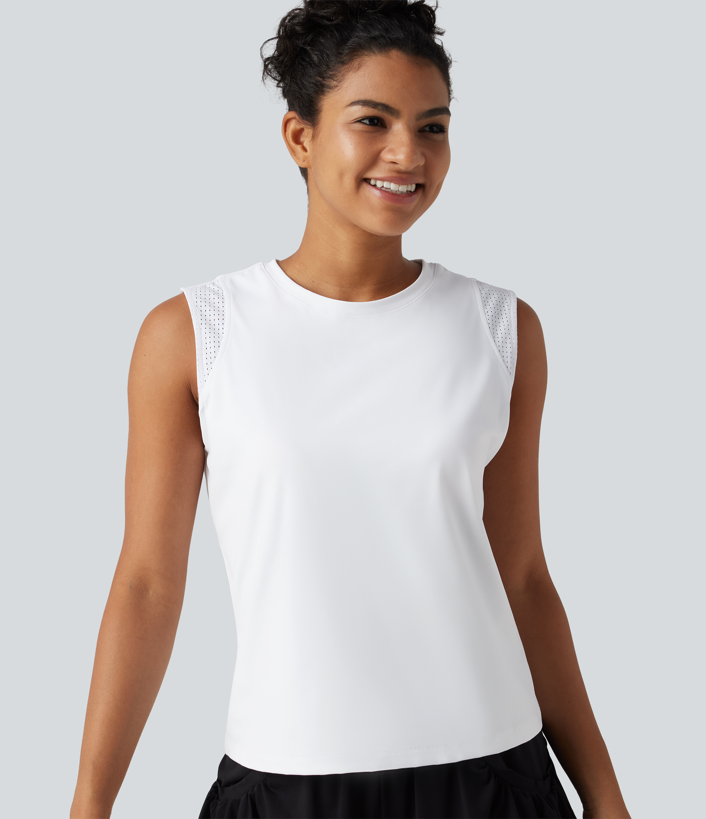 SoftlyZero™ Airy Round Neck Contrast Breathable Mesh Cool Touch Running Tank Top-UPF50+