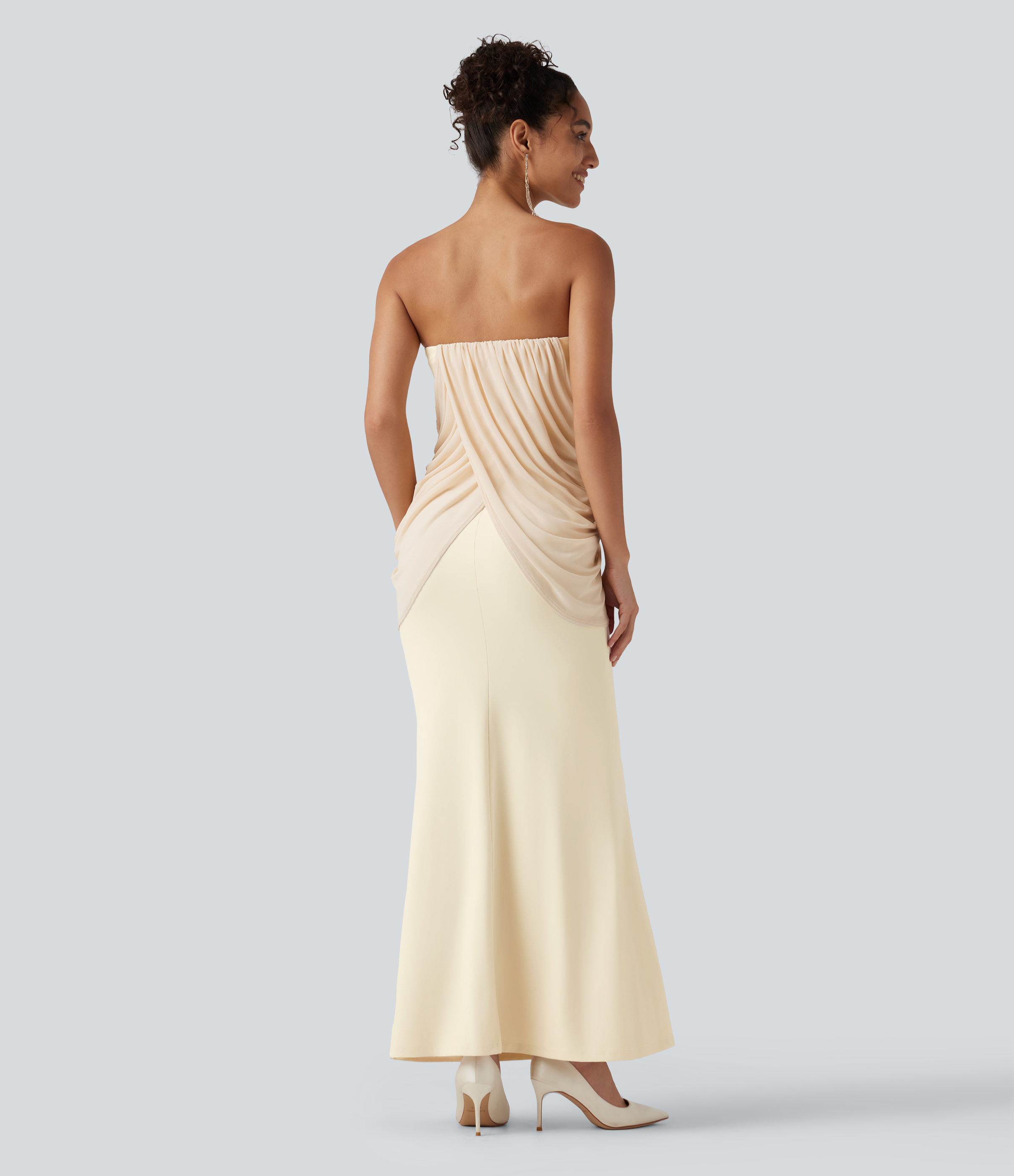 Solitary Star SoftlyZero™ Plush Tube Built-in Bra Contrast Mesh Mermaid Maxi Dress / 2
