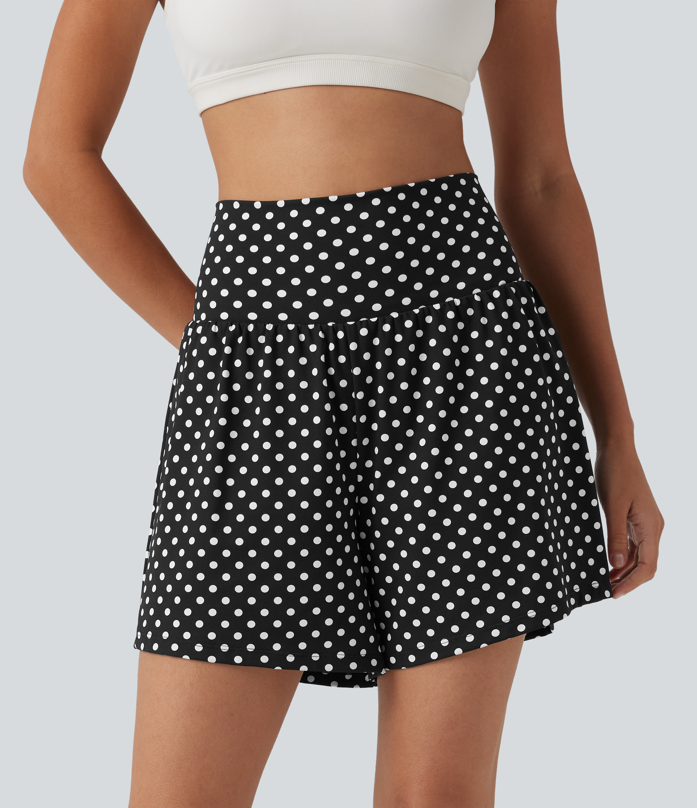 Halara High Waisted 2-in-1 Polka Dot Yoga Shorts 5'' with Pockets Gym Short - Midnight Dots - XL booty shorts compression shorts yoga shorts