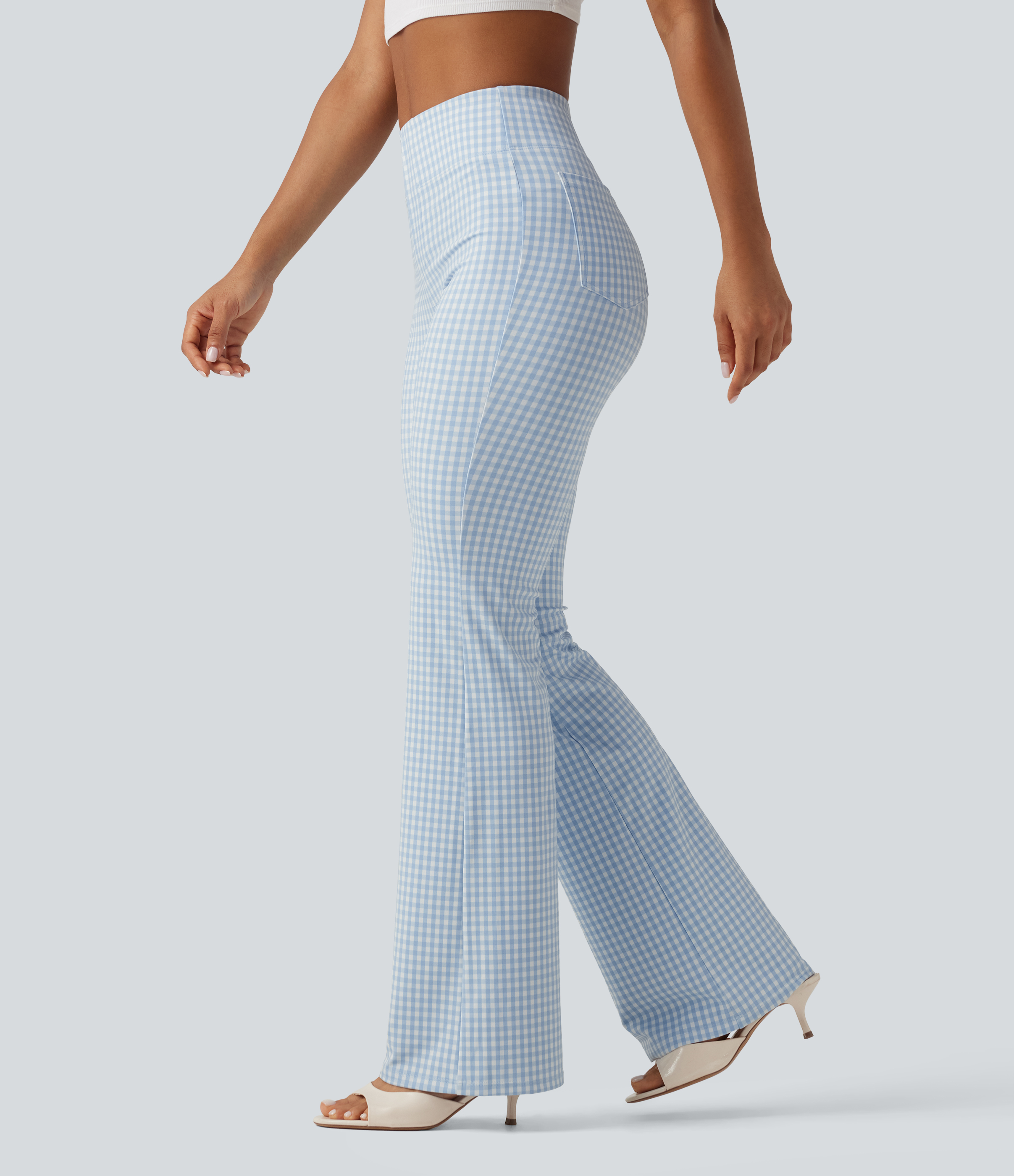 Halara Flex™ High Waisted Plaid Bootcut Work Pants with Pockets