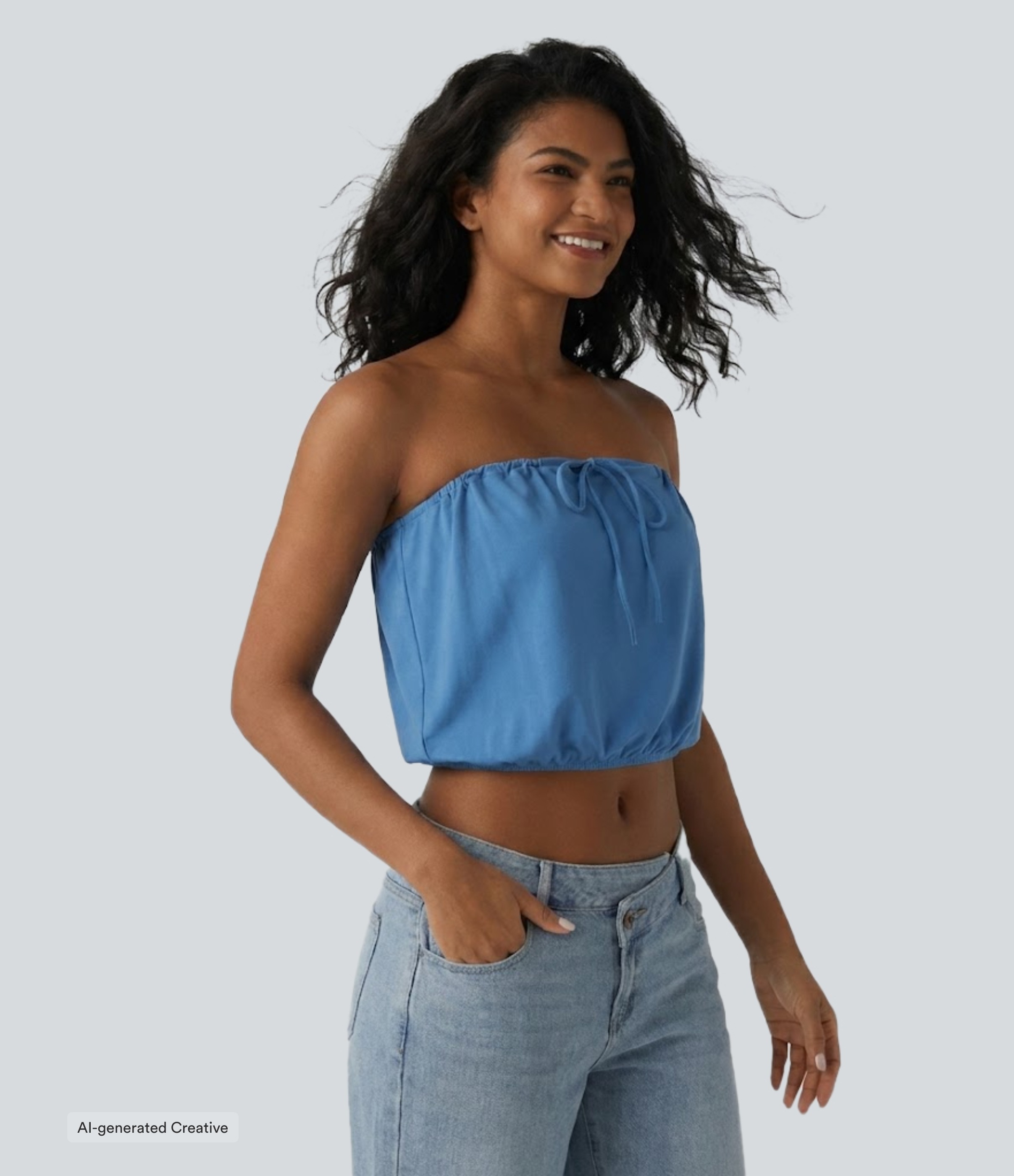 SoftlyZero™ Tube Lace Up Cropped Casual Tank Top