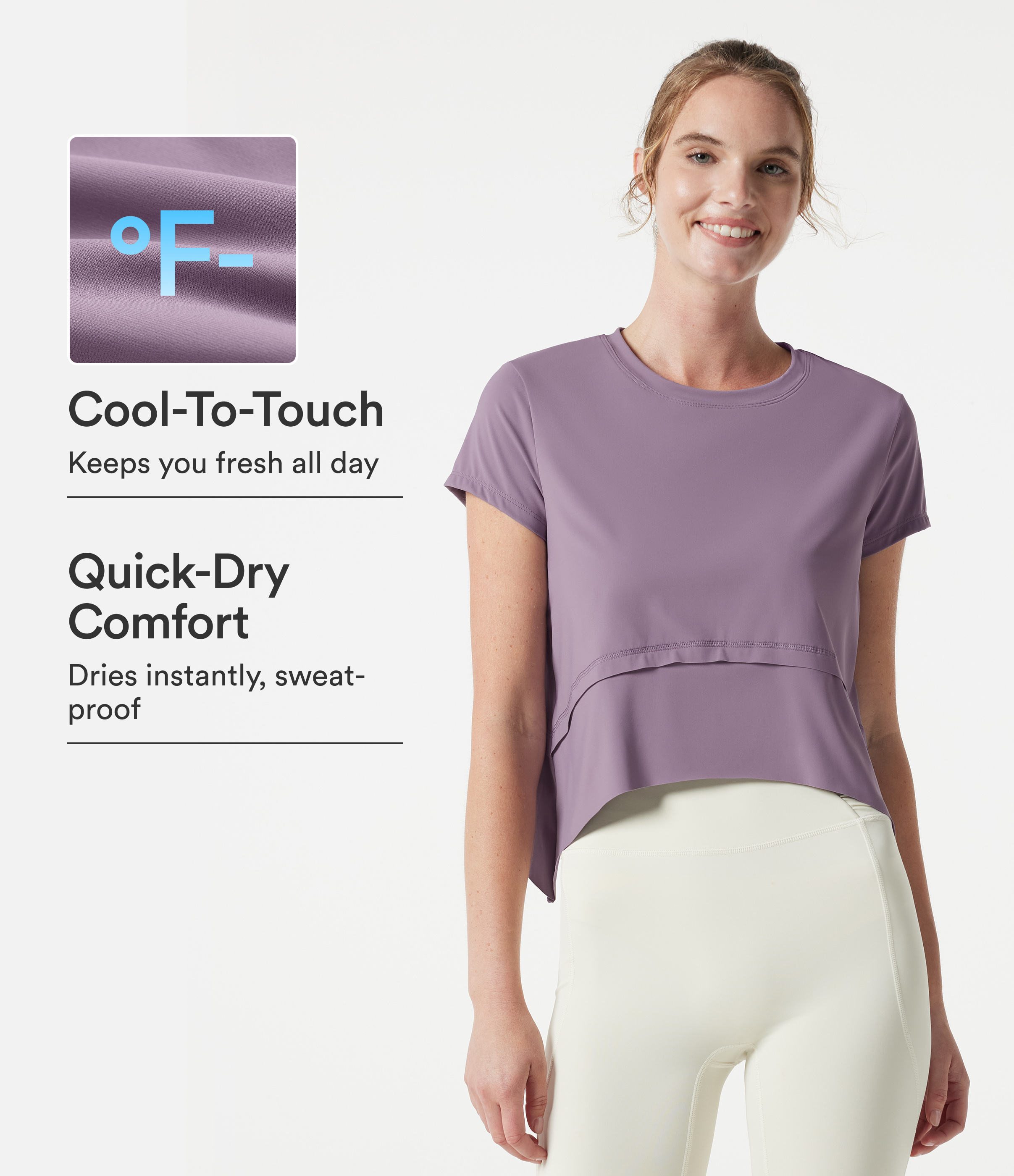 Halara UltraSculpt™ Cool Quick Dry Rundhals Kurzarm High-Low Loose Fit Lauf-Sporttop - UPF 50+