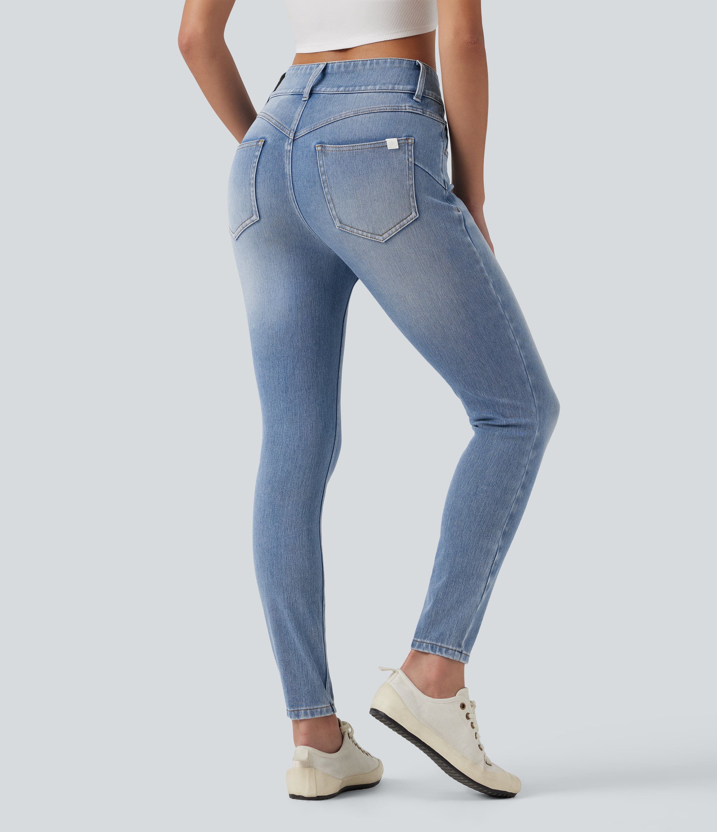 Malibu Blue Denim Halara Flex™ Mid Rise Skinny Casual Jeans with Pockets / 2