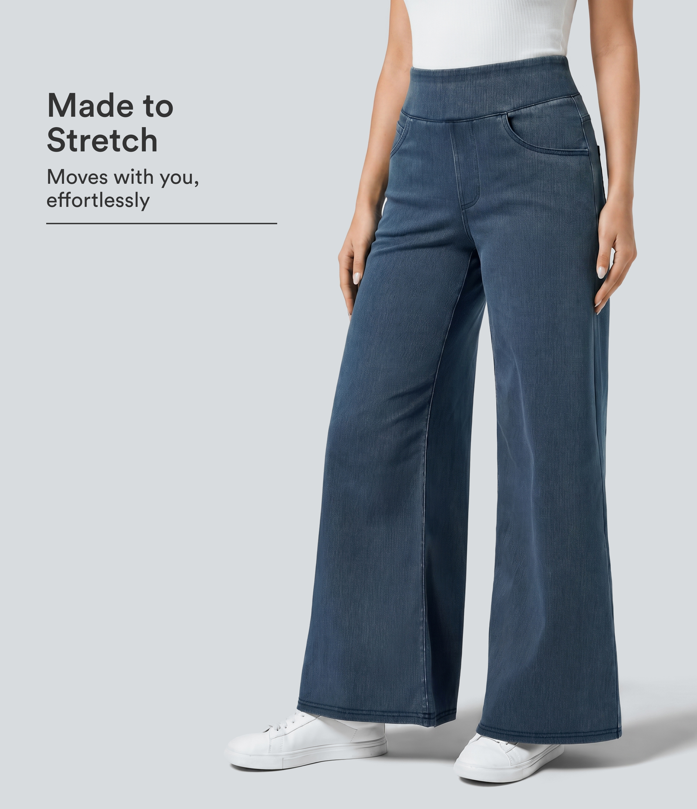 Halara Flex™ High Waisted Pockets Wide Leg Loose Work Jeans