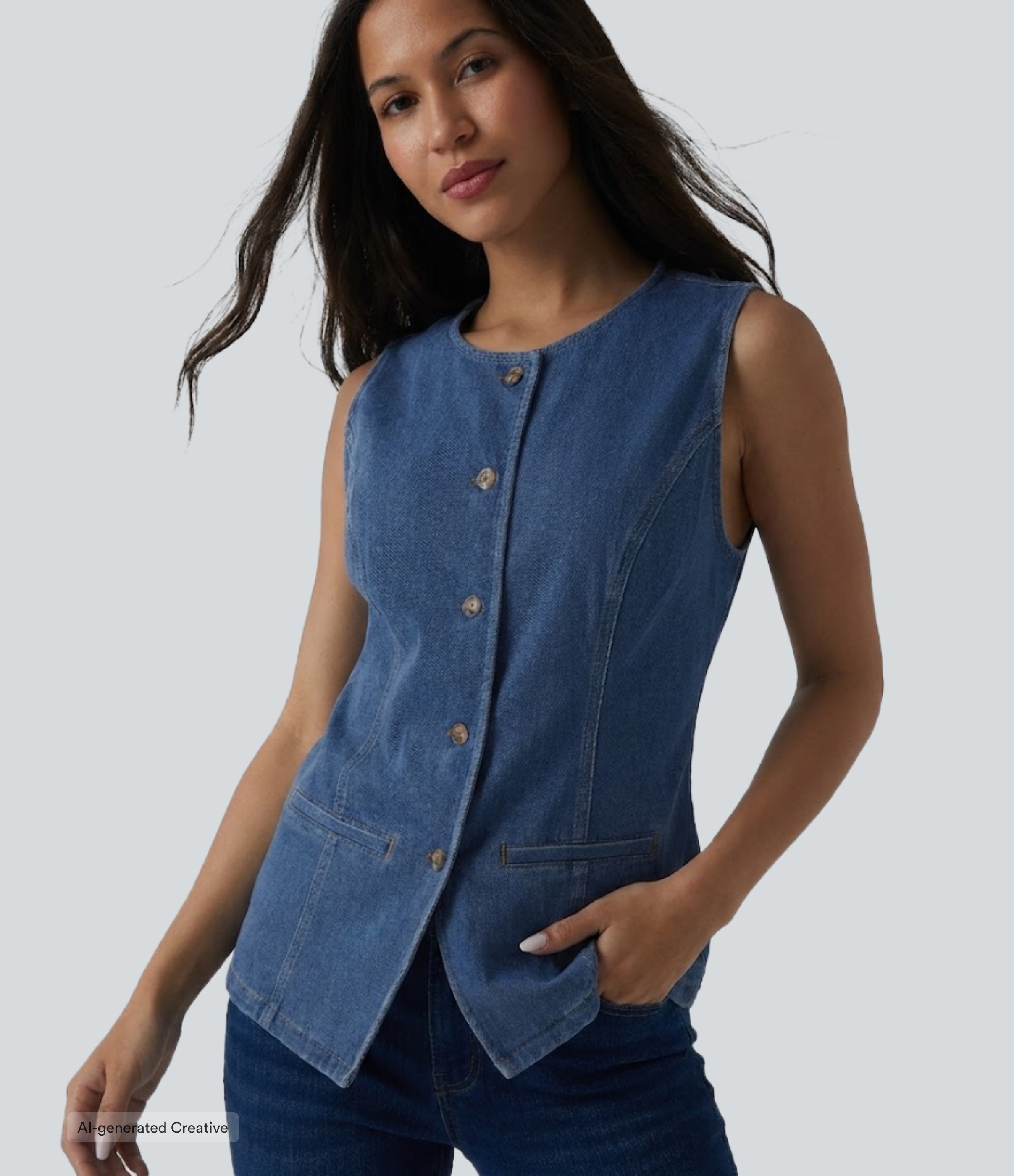 Halara Flex™ Round Neck Denim Tank Top