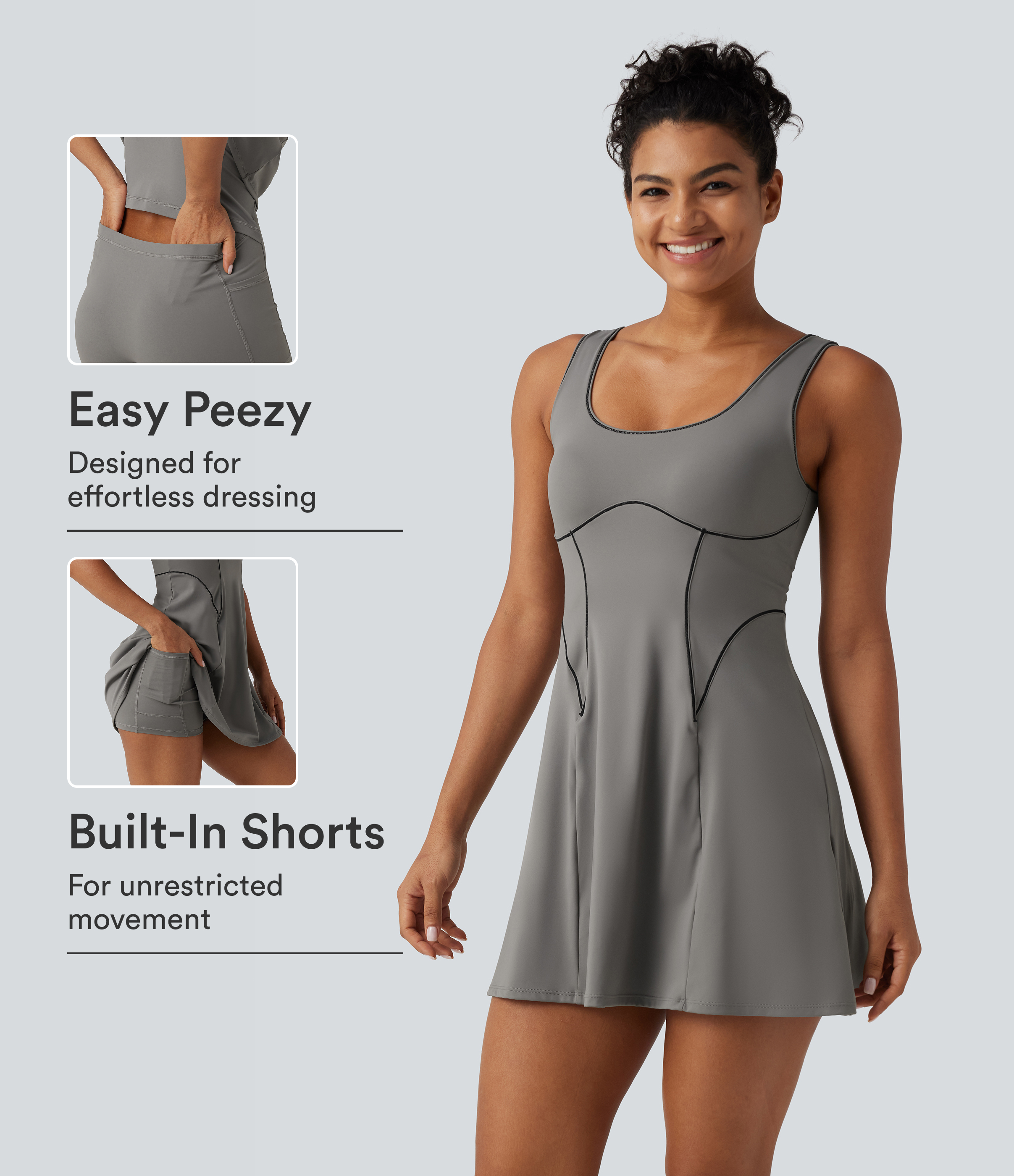 SoftlyZero™ Airy Built-in Bra 2-in-1 Cool Touch Mini Yoga Active Dress with Pockets-Easy Peezy Edition