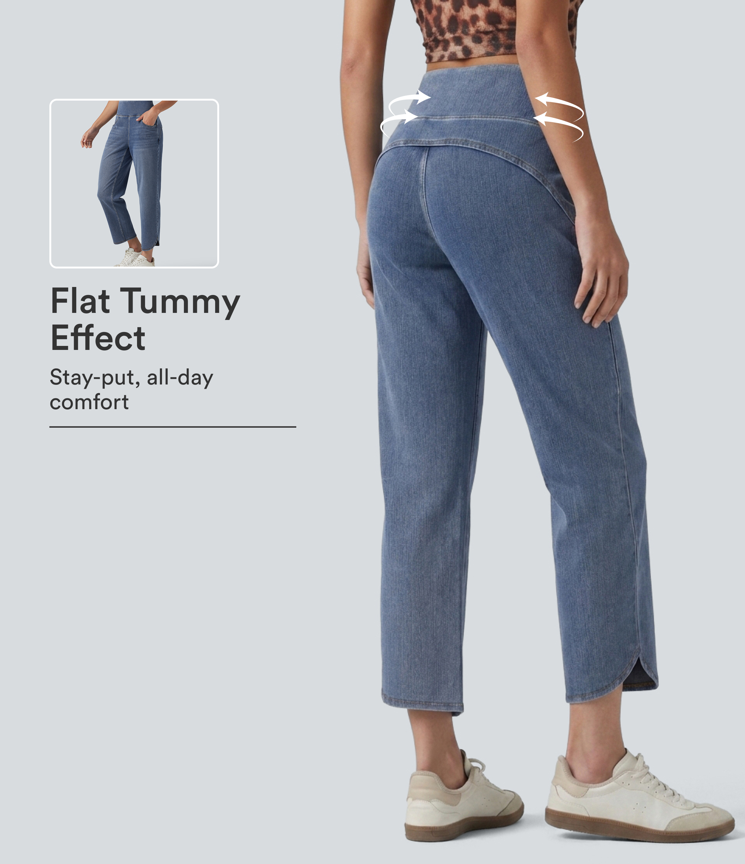 Halara Flex™ High Waisted Tummy Control Curved Hem Skinny Casual 7/8 Jeans with Pockets
