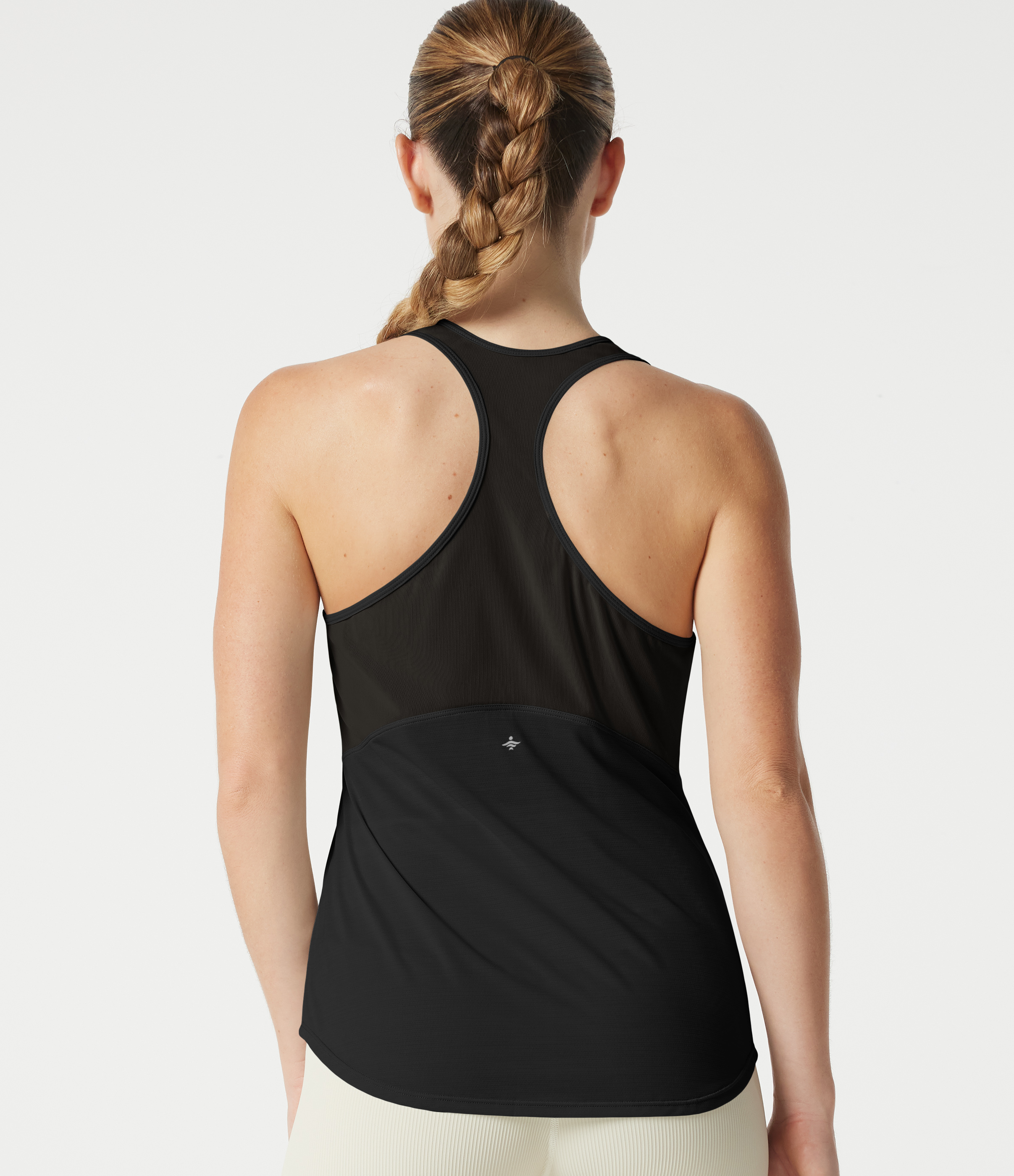 Halara Racerback Breathable Mesh Curved Hem Quick Dry Yoga Tank Top Tank Top - Black - XS golf tops halter top tunic tops sleeveless tops