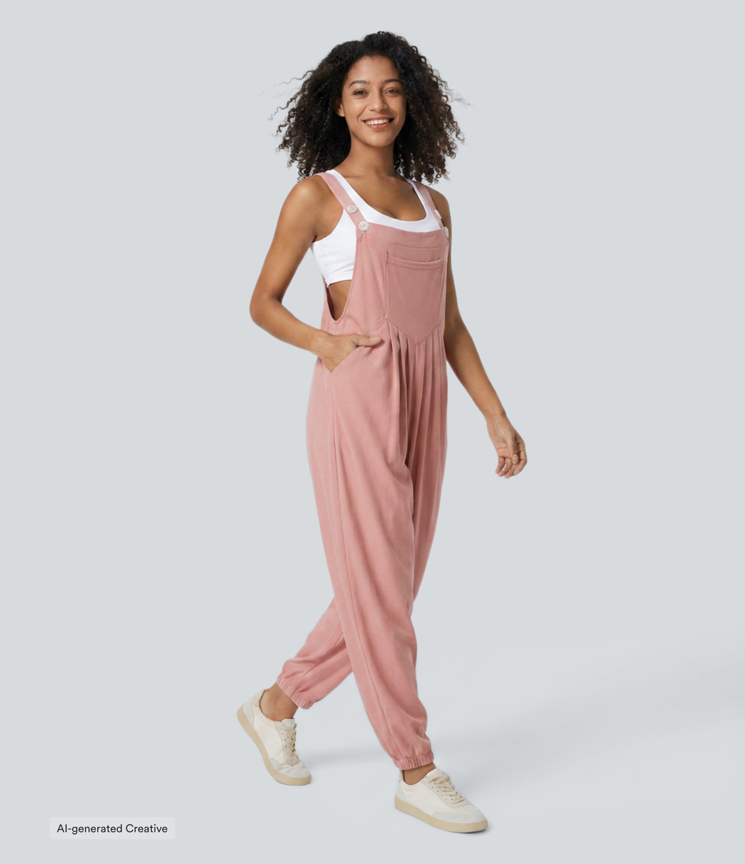 Pockets Waffle Casual Jogger Overalls