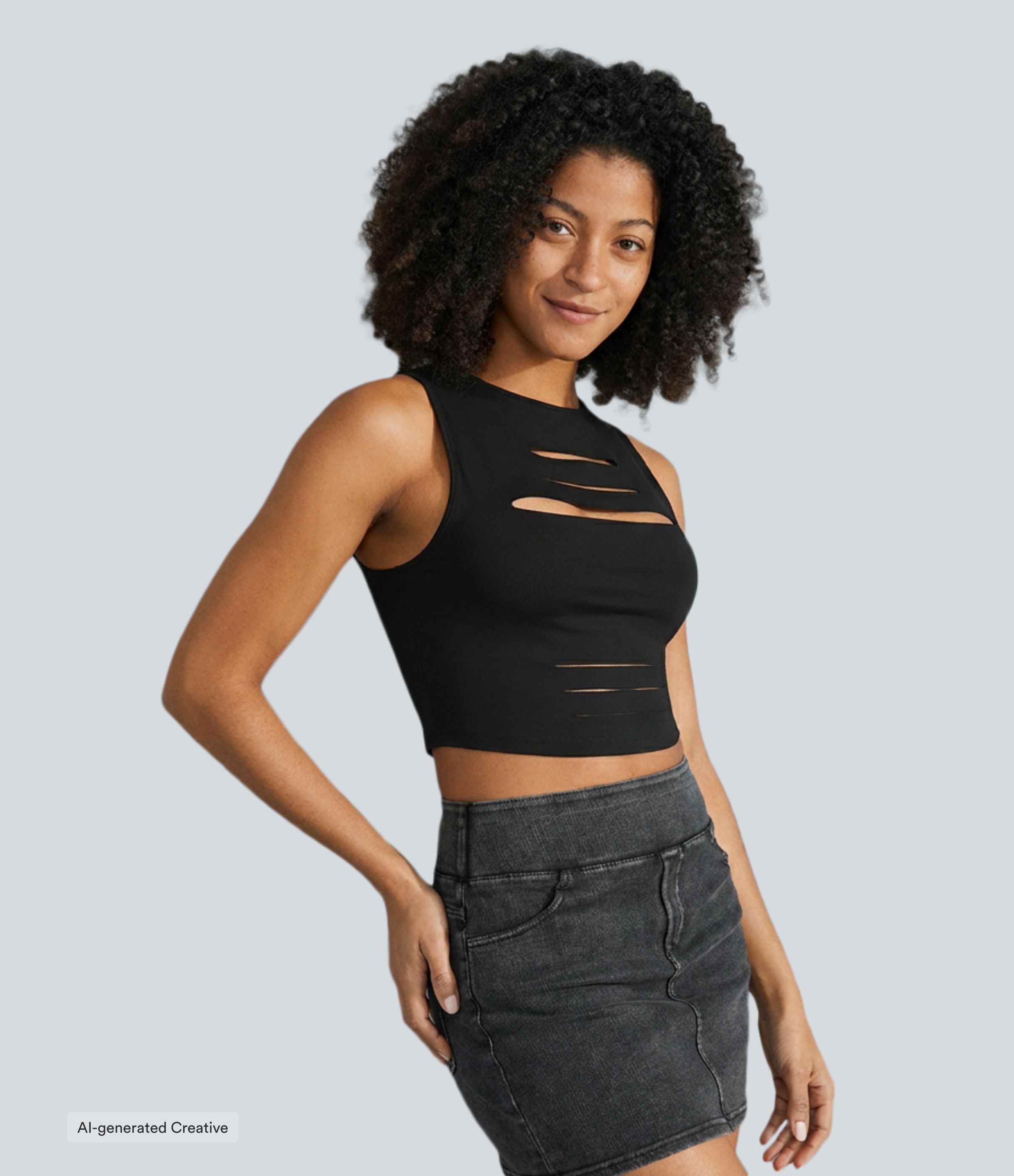 DayStretch Racerback Cut Out Ripped Cropped Casual Tank Top