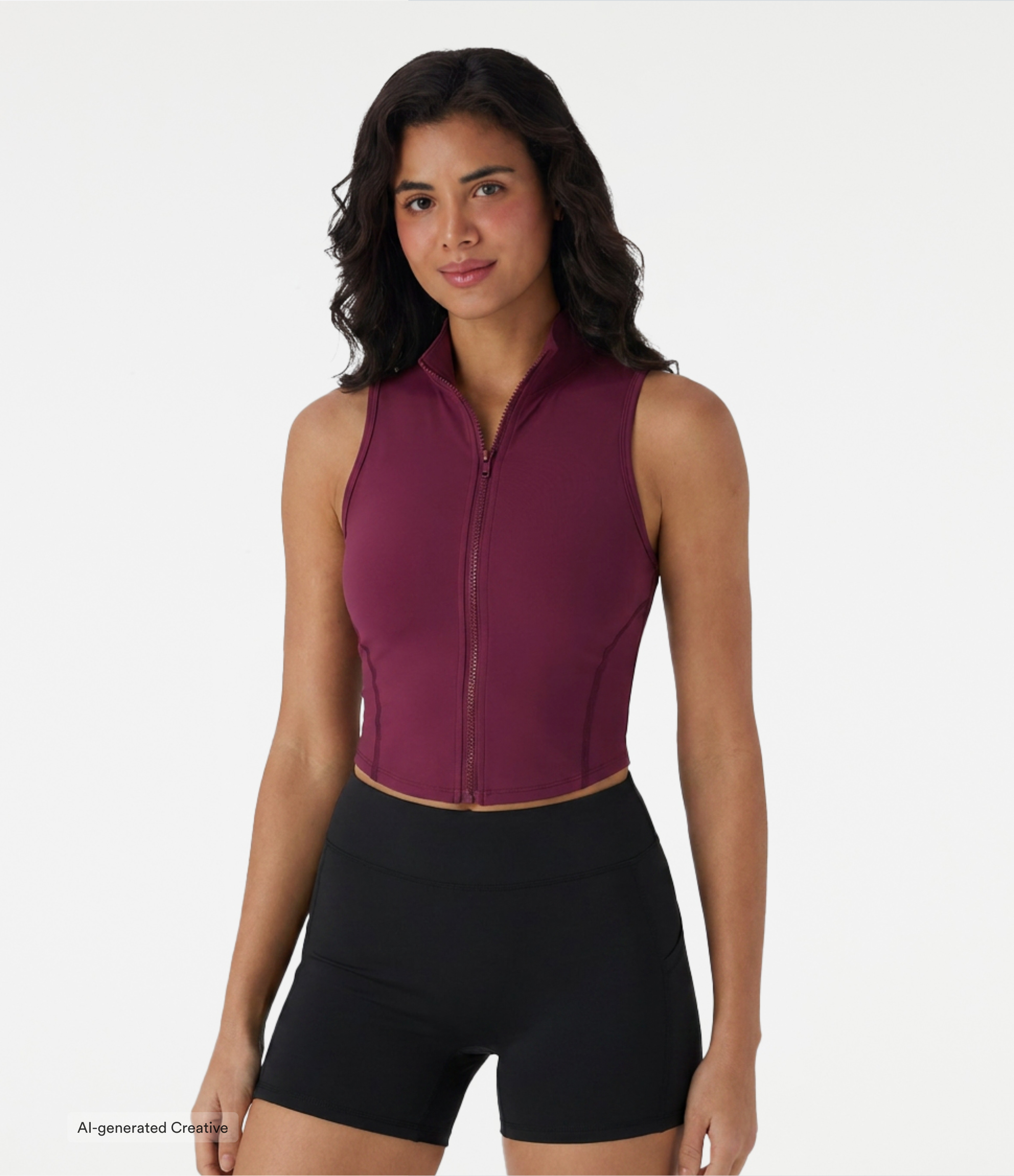 Halara UltraSculpt™ top de running con cuello alto, cremallera y dobladillo curvo