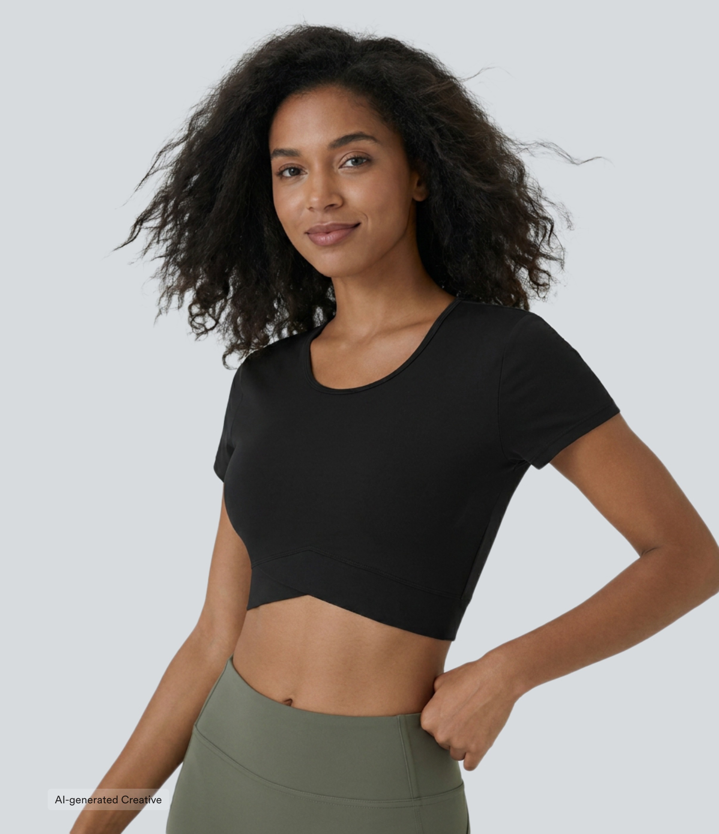 SoftlyZero™ Plush Crossover Hem Cropped Sports Top