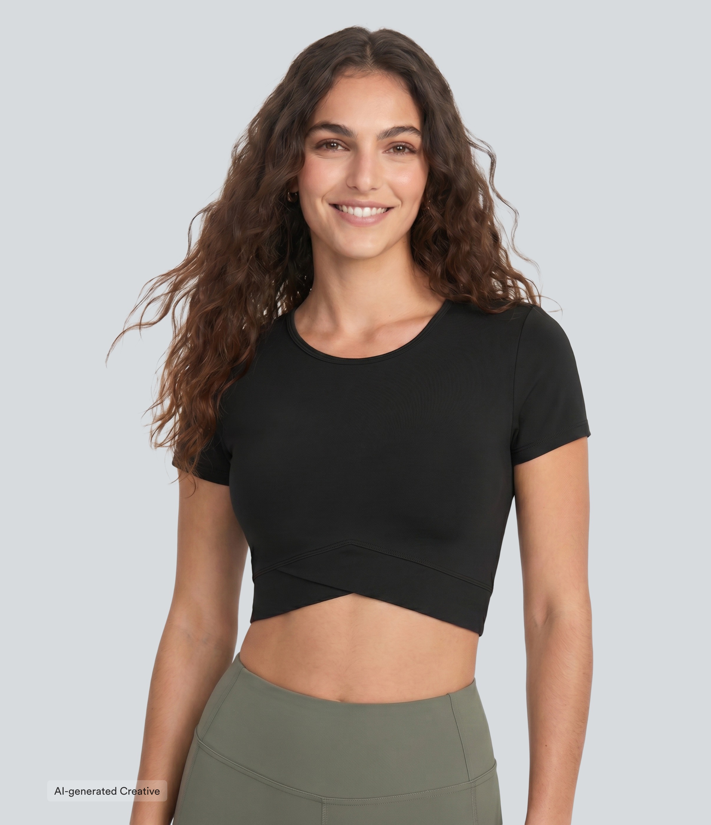 SoftlyZero™ Plush Crossover Hem Cropped Sports Top