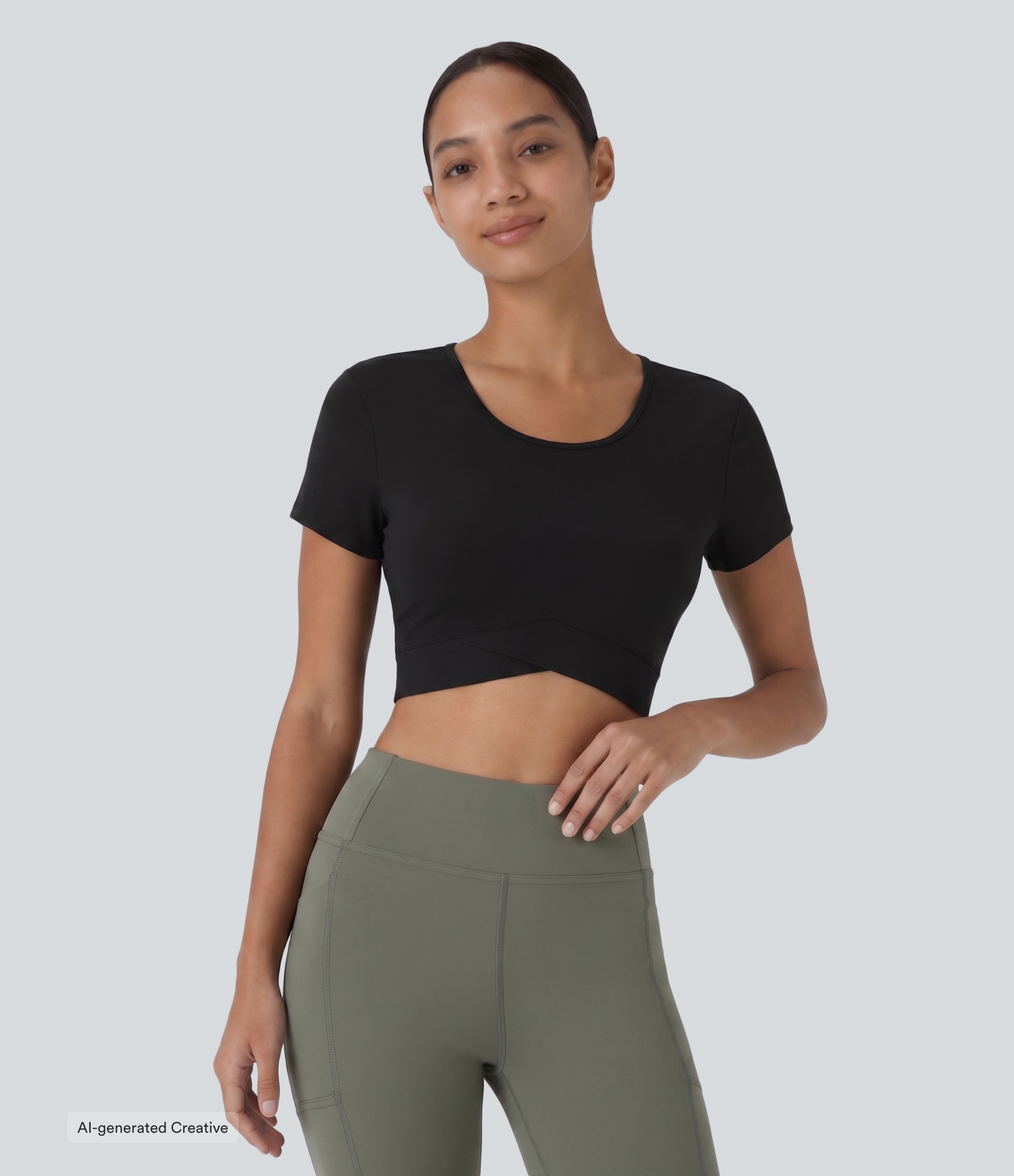 SoftlyZero™ Plush Crossover Hem Cropped Sports Top