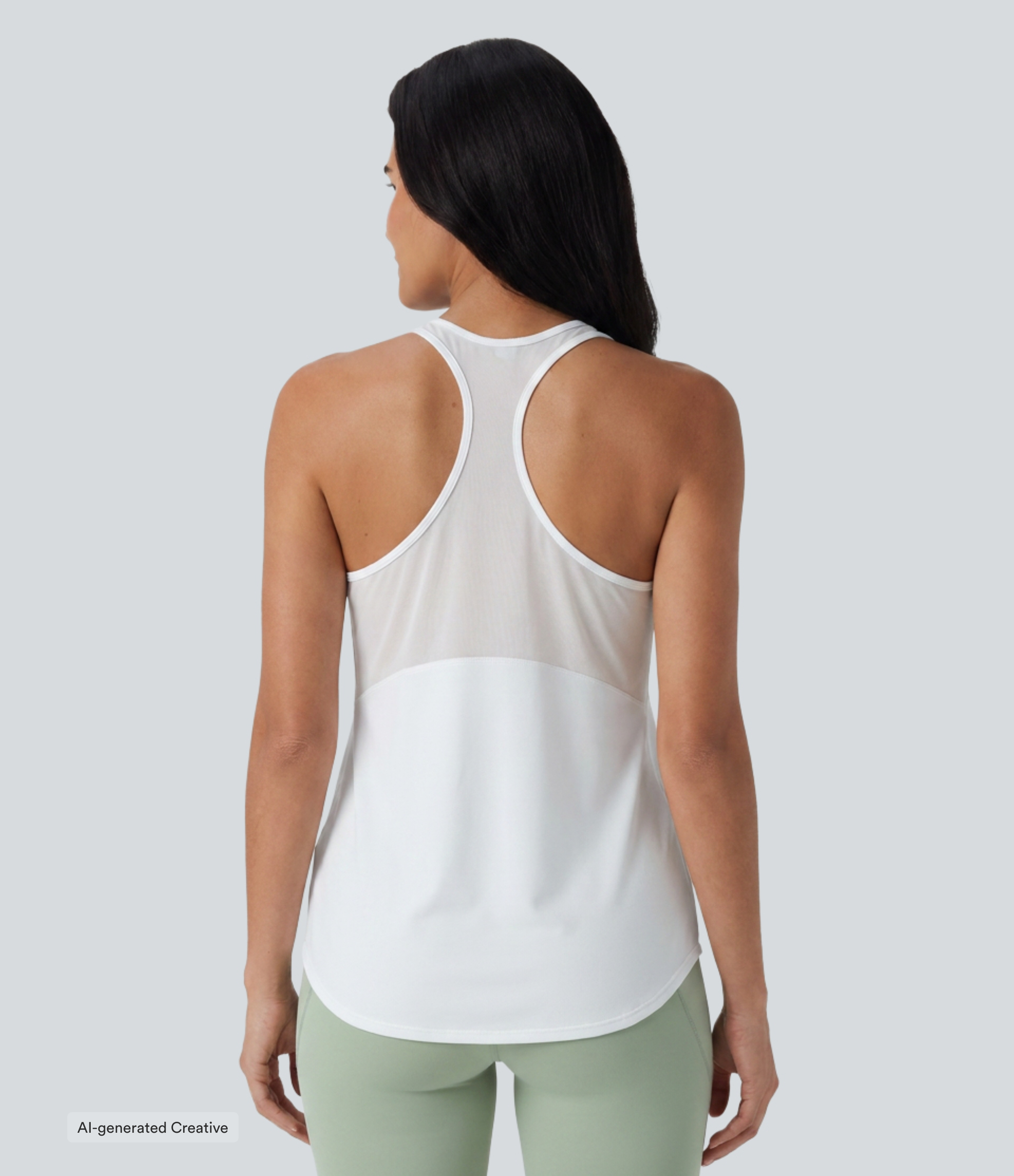 Racerback Breathable Mesh Curved Hem Quick Dry Yoga Tank Top