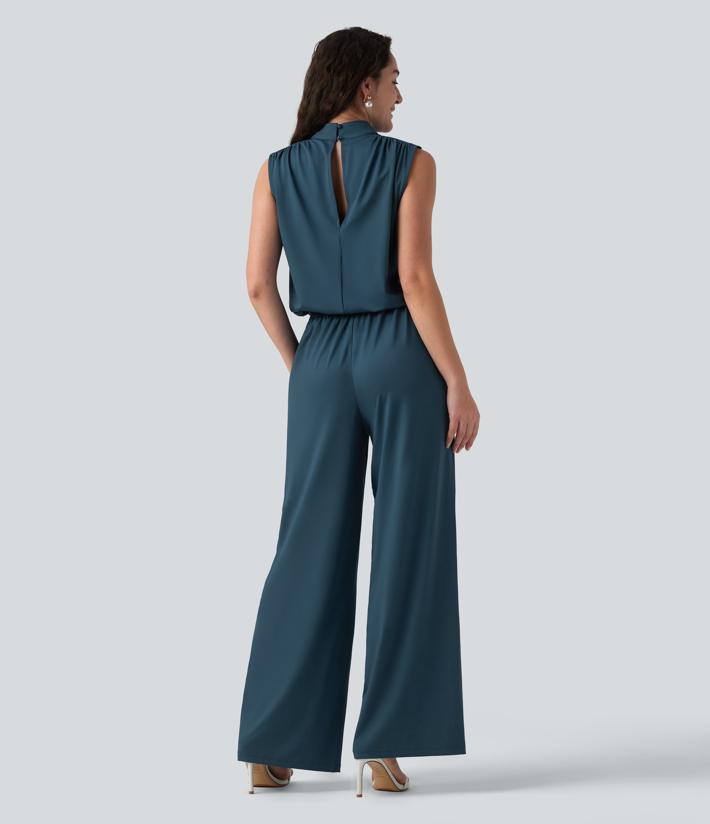 Balsam Ärmelloser Jumpsuit mit Stehkragen, Seitentaschen und geradem Bein für Brautjungfern und Hochzeitsgäste - Easy Peezy / 2