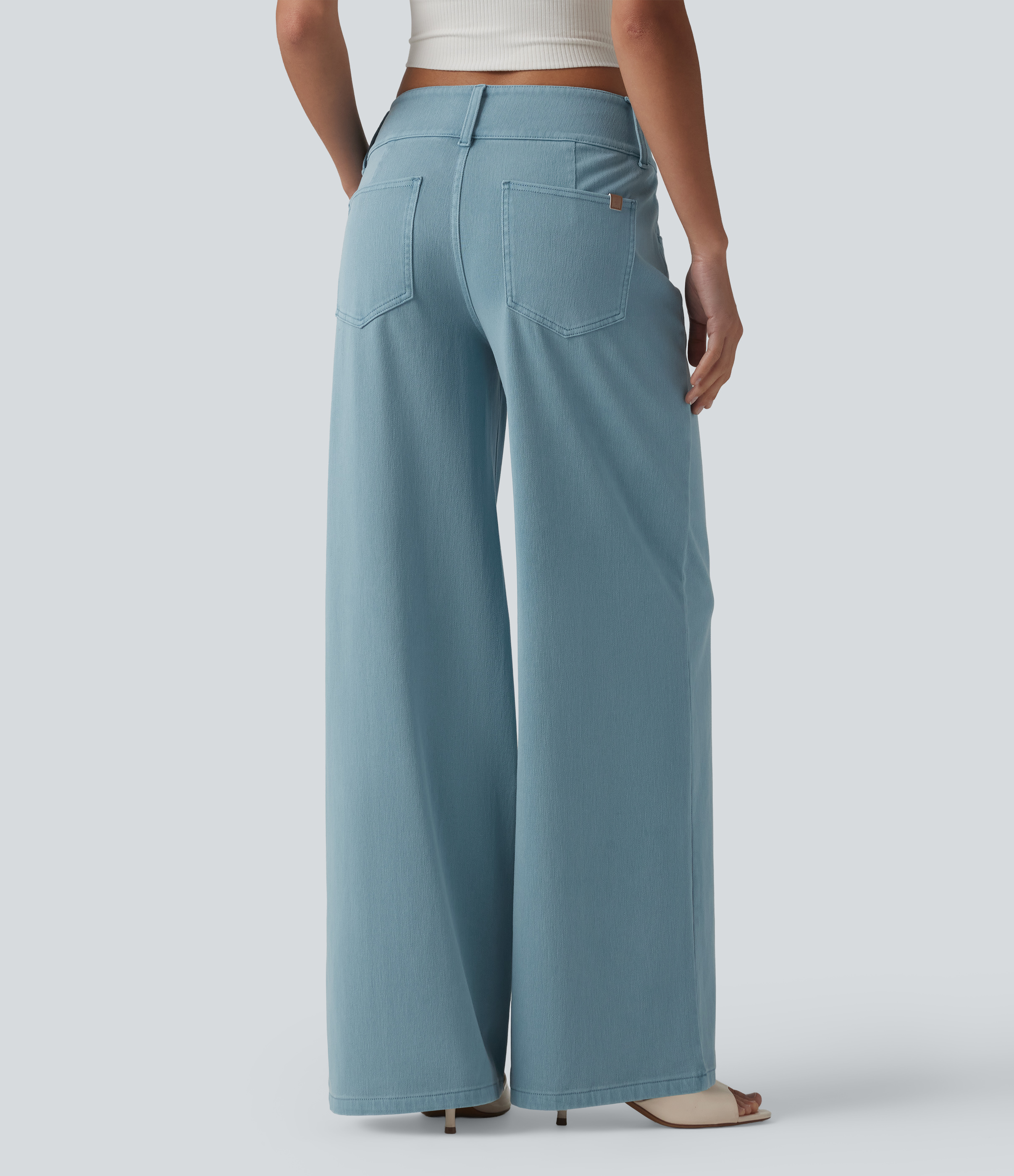 Crystal Spring Blue Halara Flex™ Low Rise Straight Leg Colorful Work Jeans with Pockets / 2
