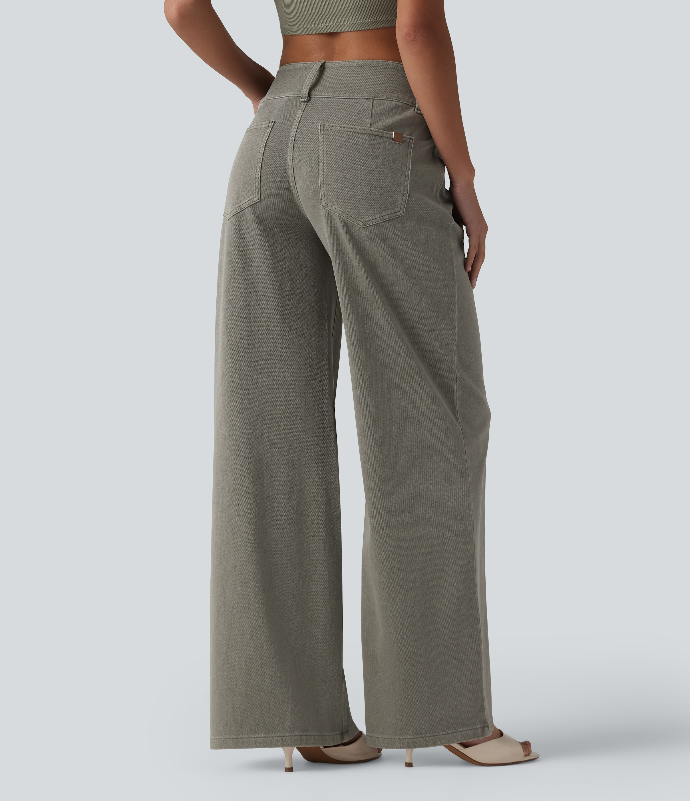 Meadow Soft Green Halara Flex™ Low Rise Straight Leg Colorful Work Jeans with Pockets / 2