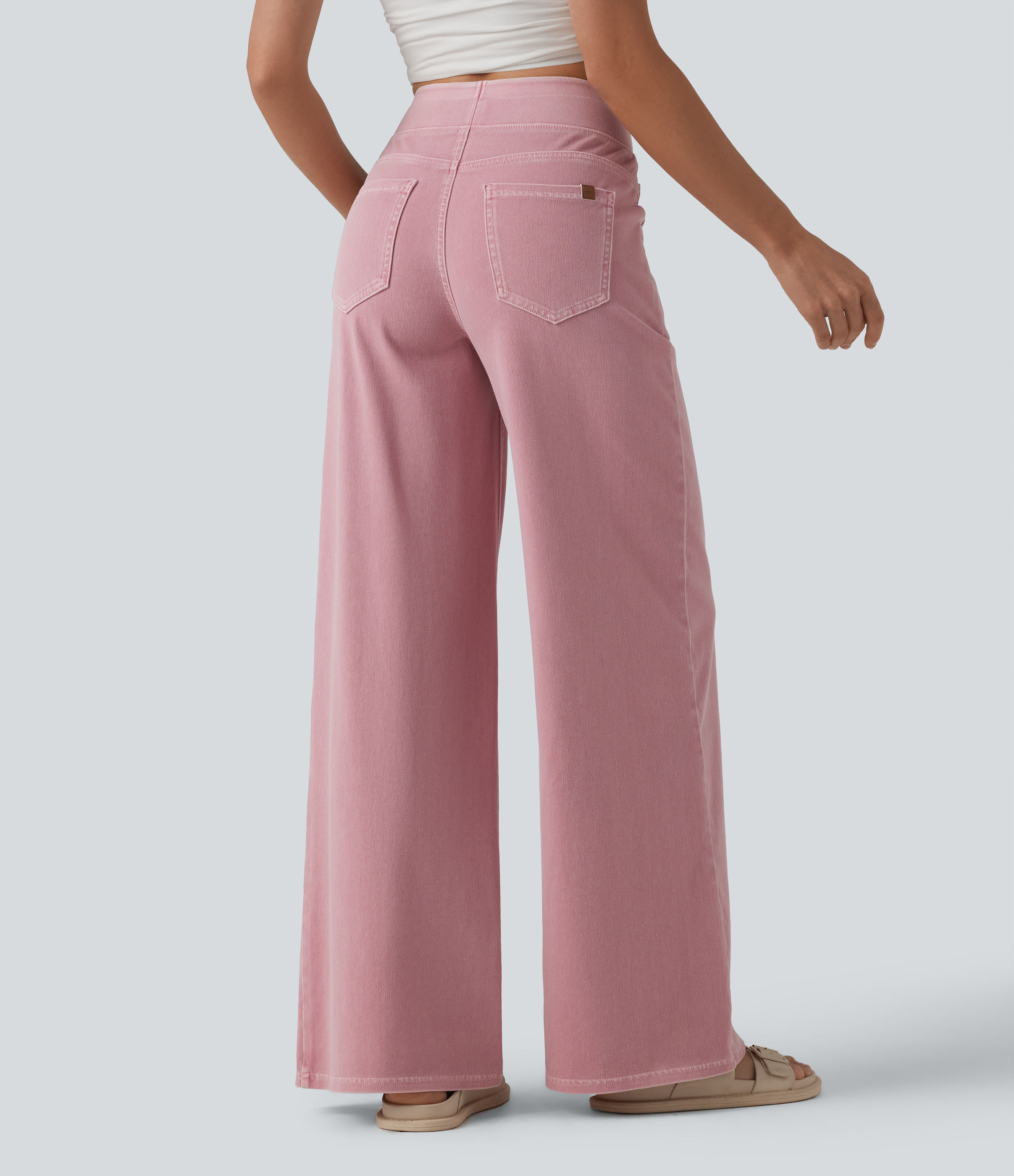 Rose Beige Halara Flex™ Jean large coloré casual taille haute avec poches / 2