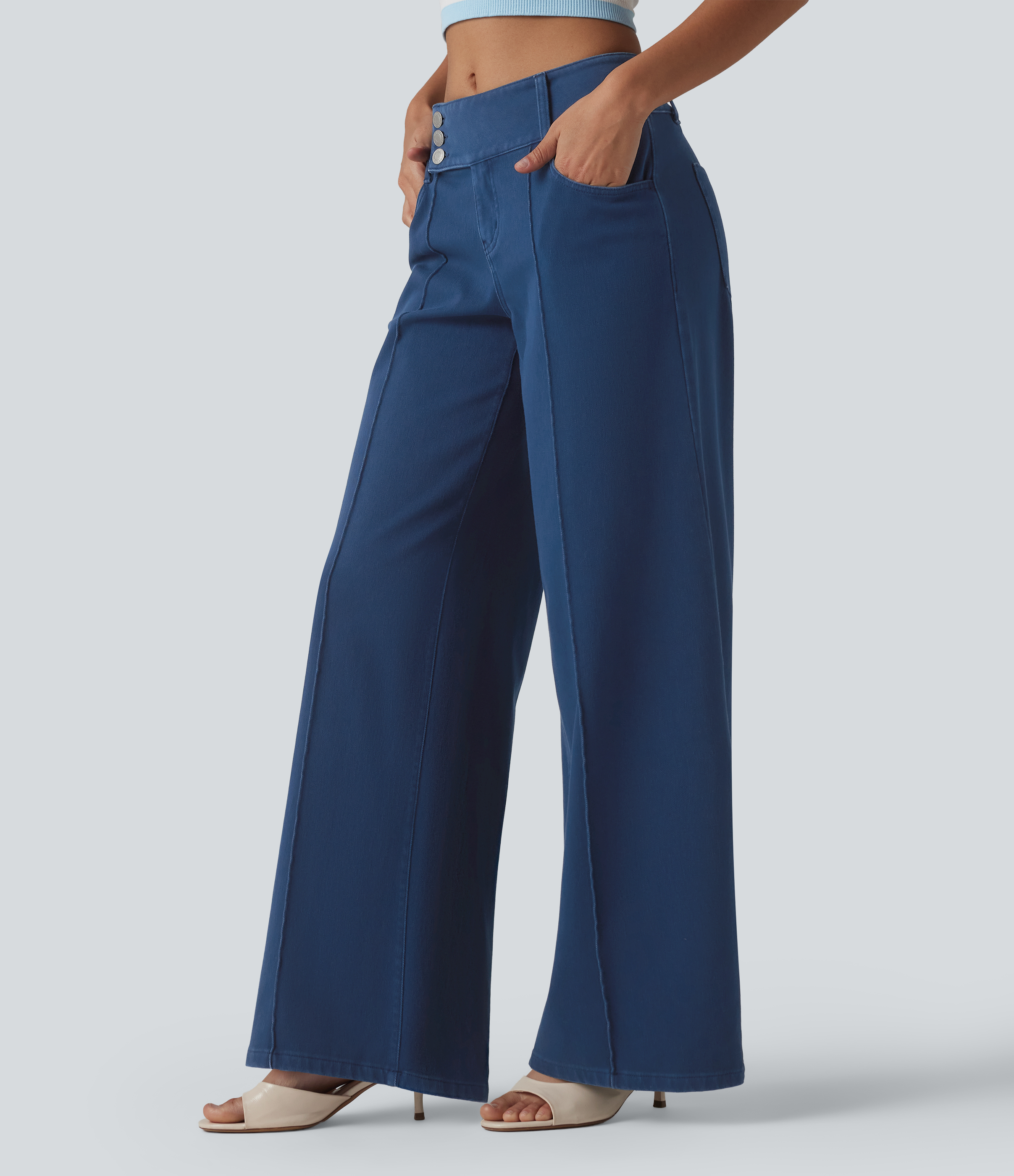 Midnight Fjord Halara Flex™ Jean droit coloré taille basse avec poches / 2
