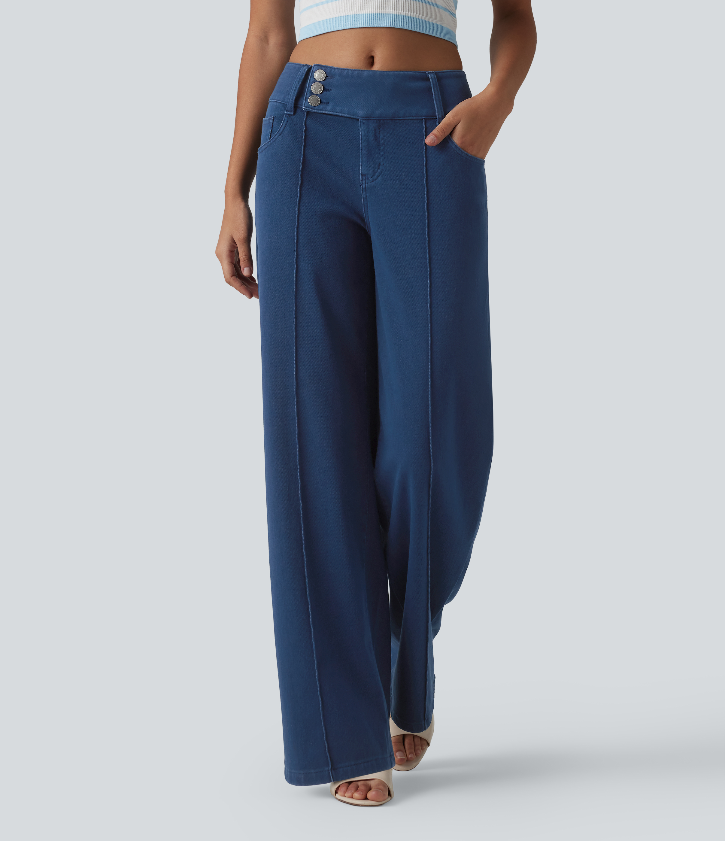 Halara Flex™ Low Rise Straight Leg Colorful Work Jeans with Pockets
