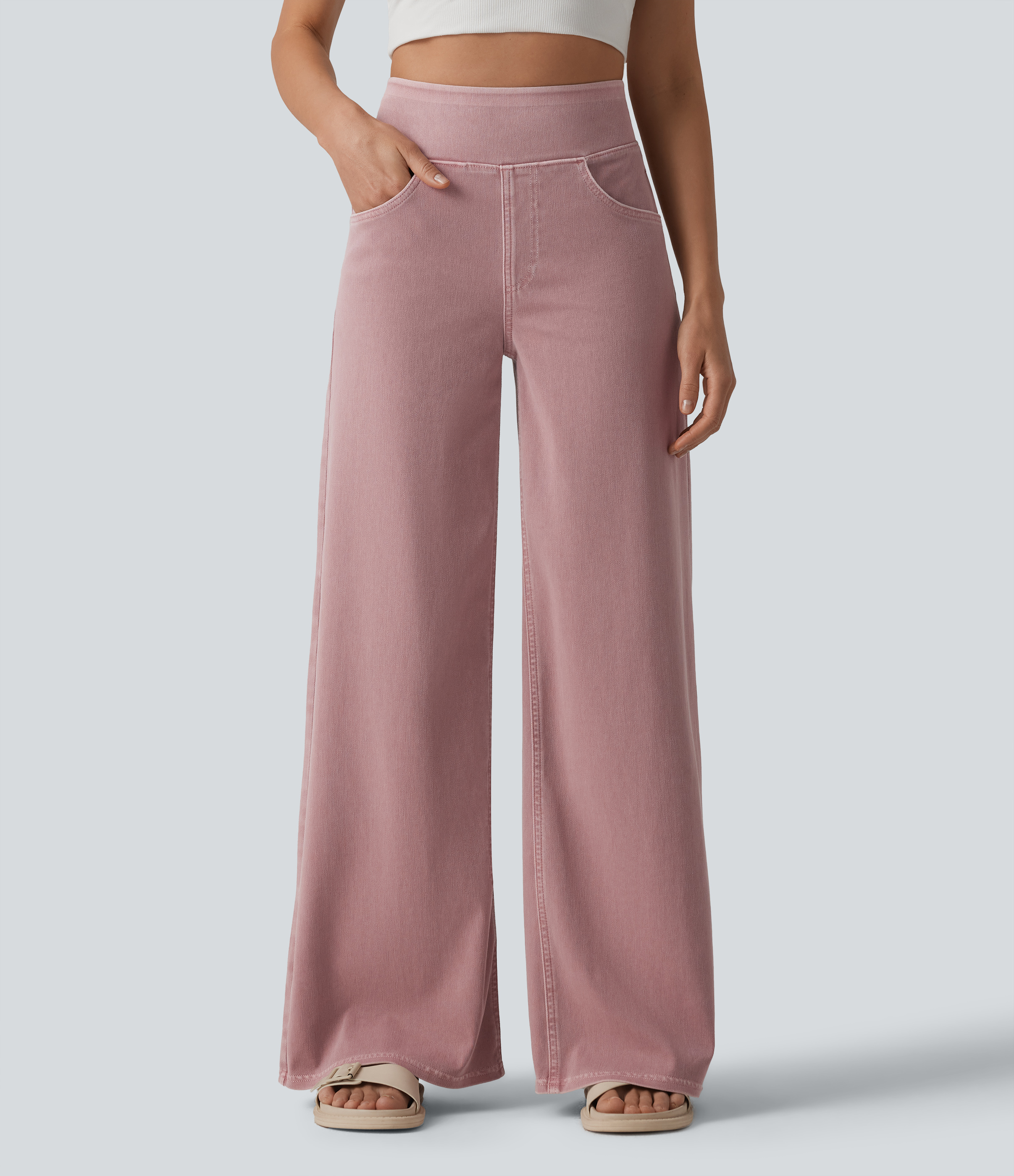 Halara Flex™ High Waisted Wide Leg Colorful Casual Jeans with Pockets