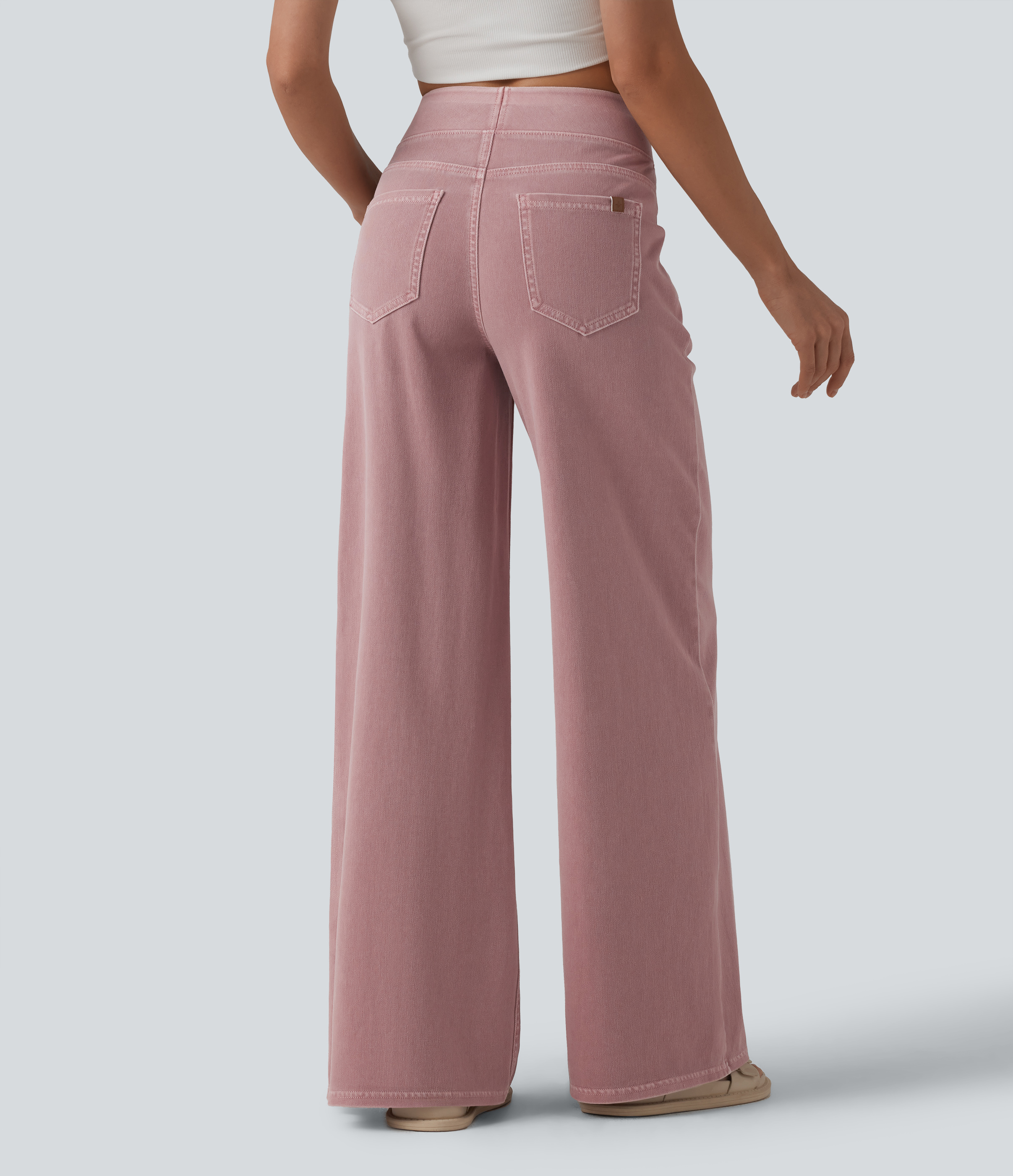 Soft Dune Blush Halara Flex™ jeans décontractés colorés taille haute à jambe large avec poches / 2