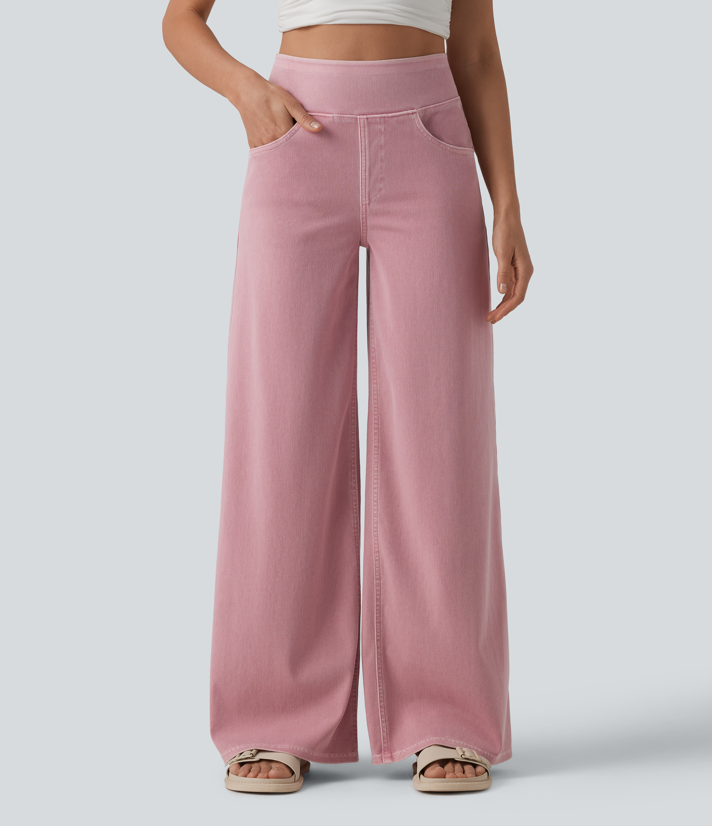 Halara Flex™ High Waisted Wide Leg Colorful Casual Jeans with Pockets
