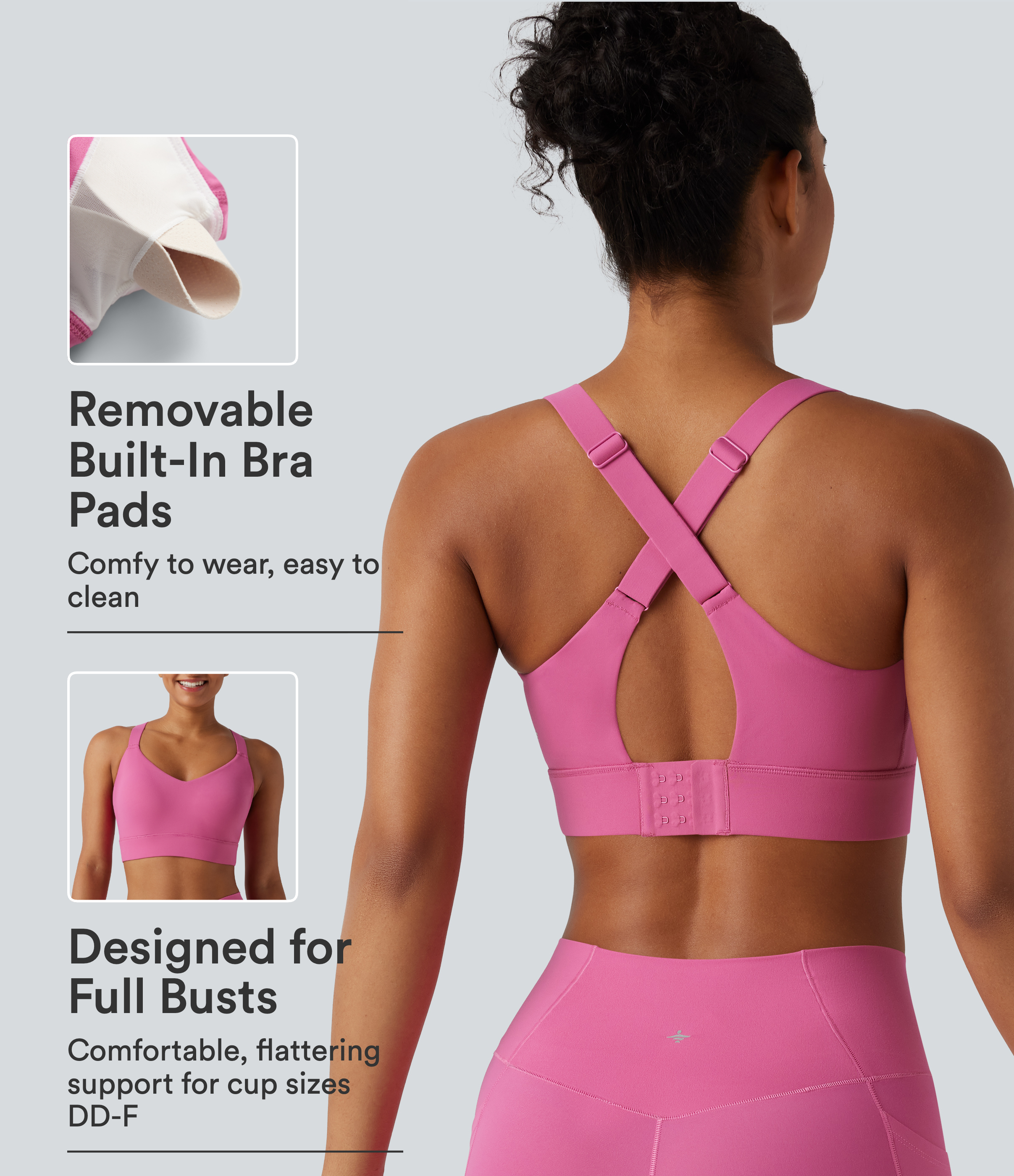 Halara UltraSculpt™ Medium Support V Neck Built-in Bra Training Sports Bra DD-F Cups