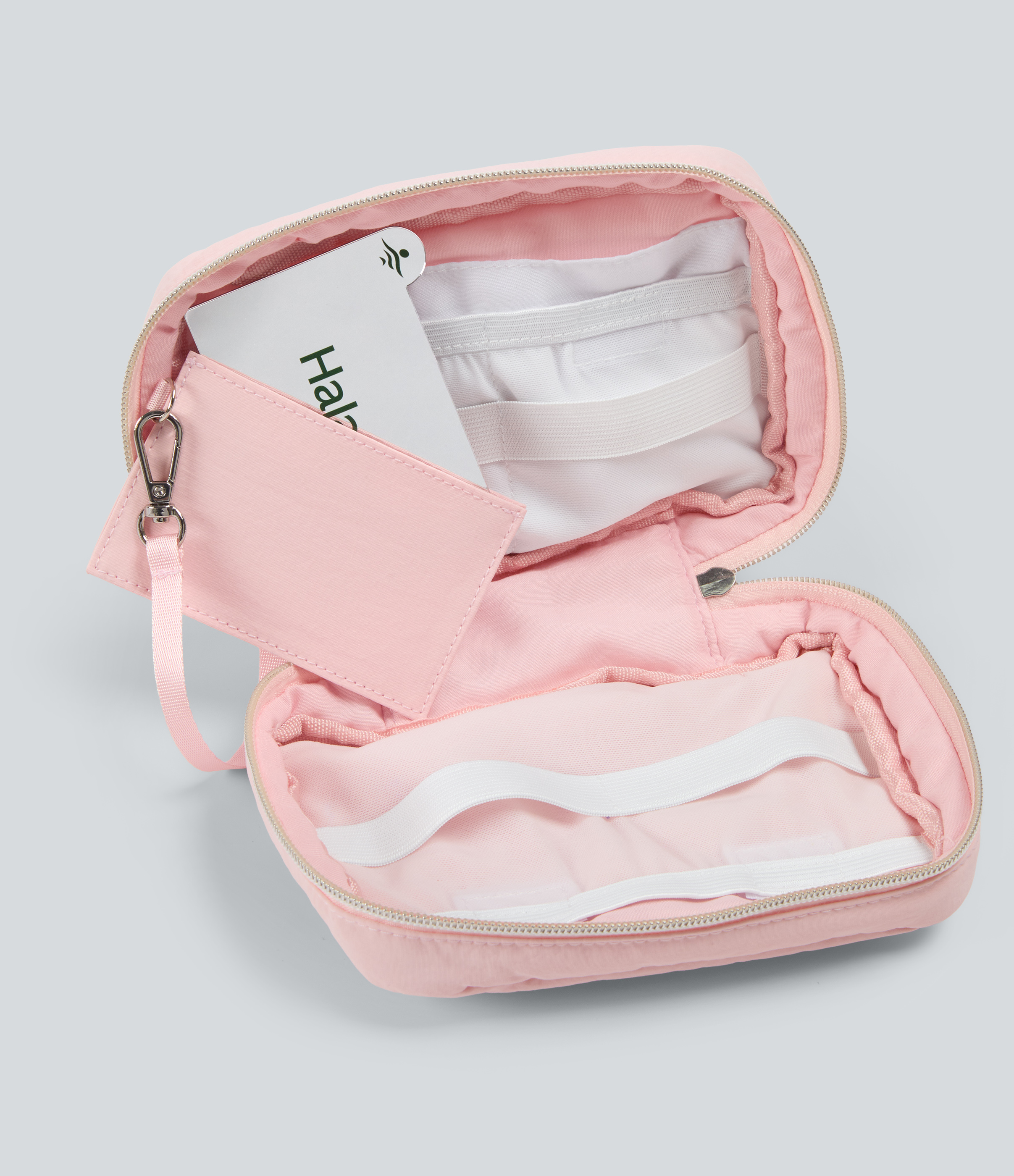 Silver Pink Trousse de maquillage métallique ultra légère avec logo et miroir / 2
