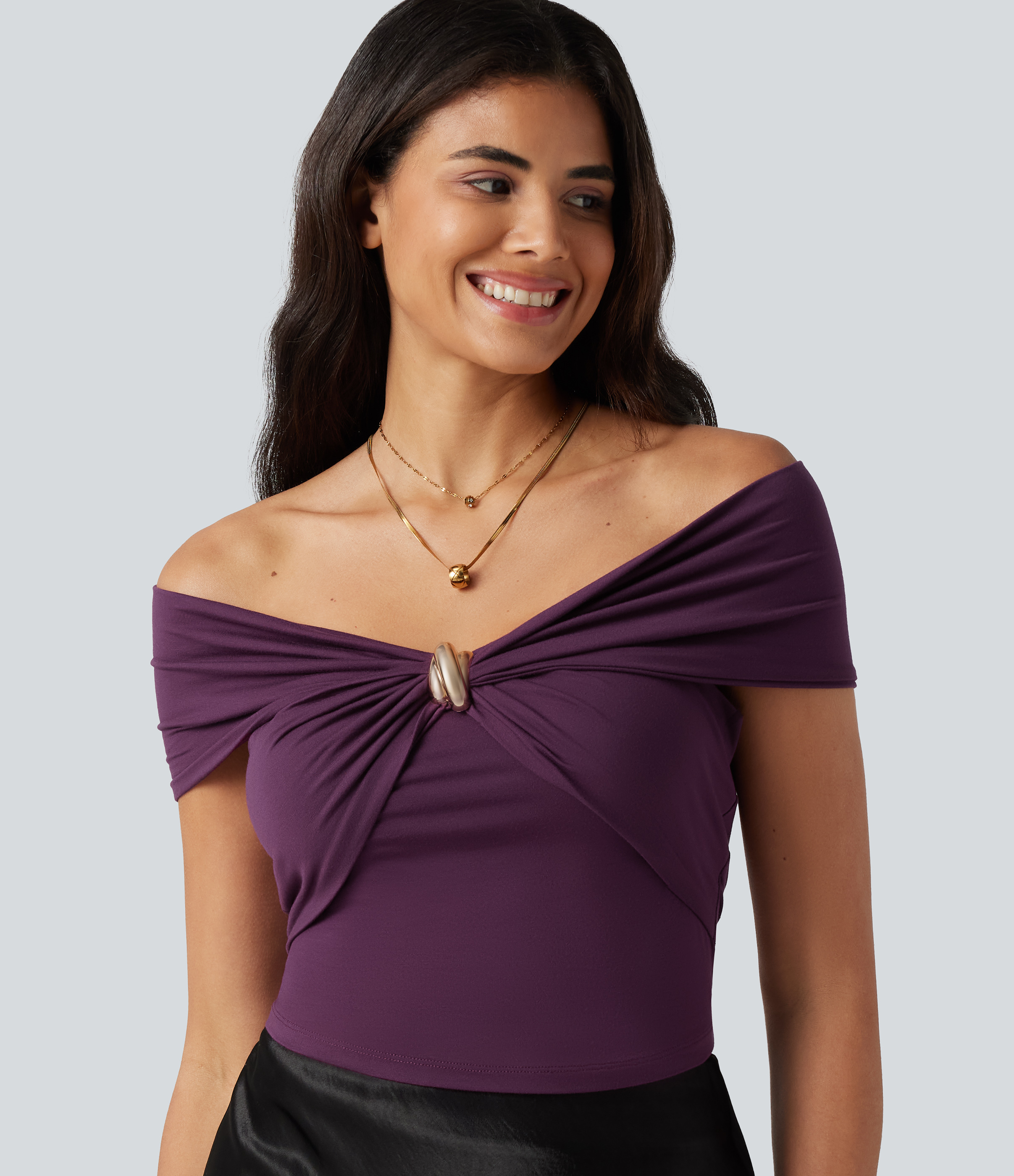 Off Shoulder Twisted Ruched Sleeveless Casual Top