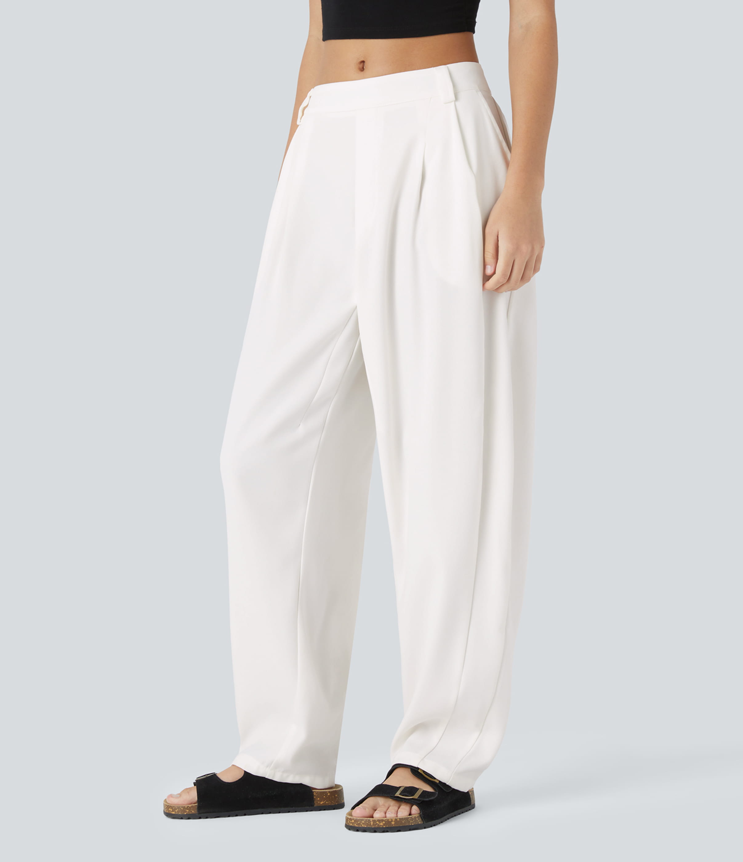 Mid Rise Pocket Barrel Leg Baggy Work Pants