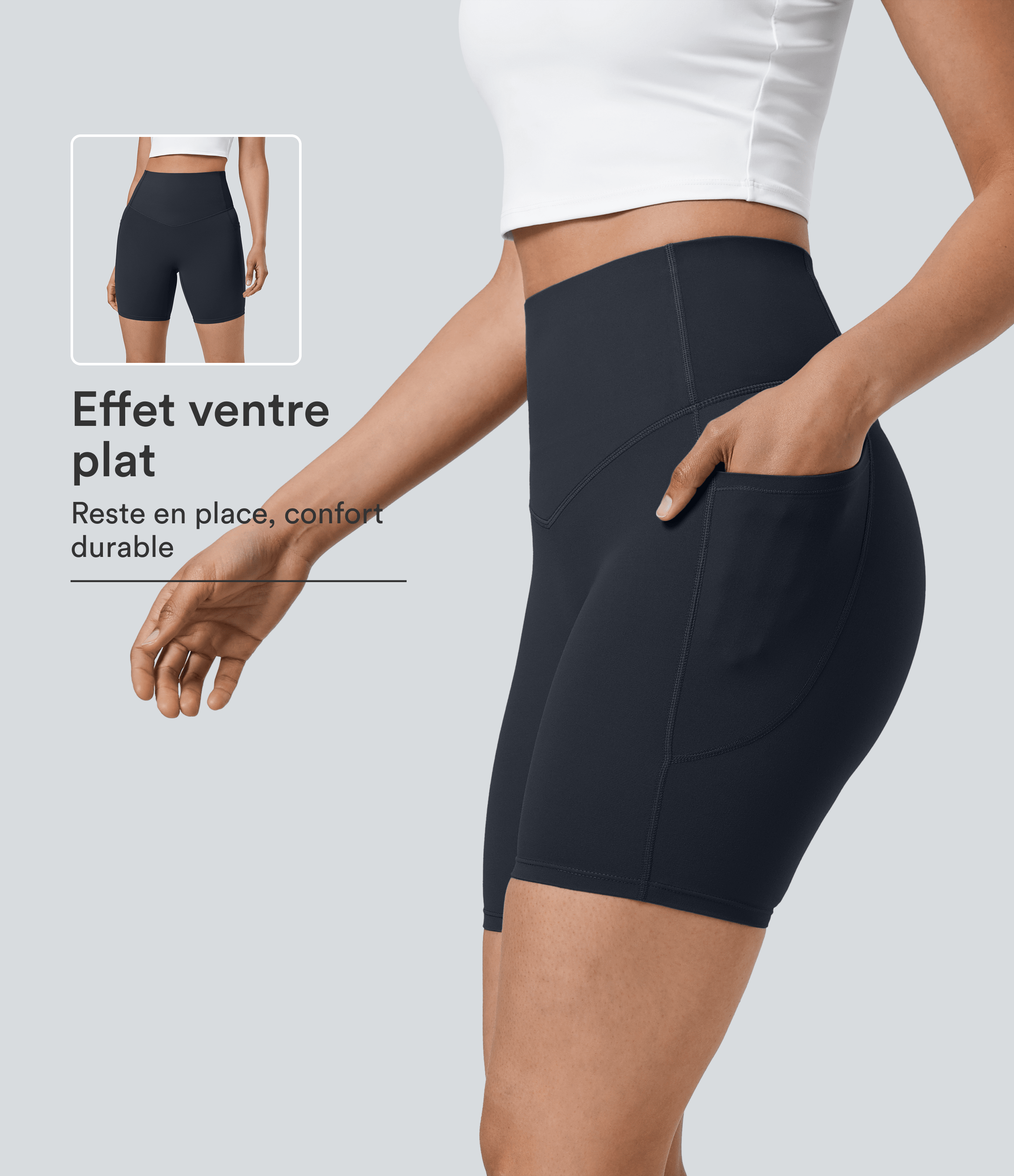 Short cycliste 17,5 cm d'entraînement gainant taille haute avec poches Halara UltraSculpt™