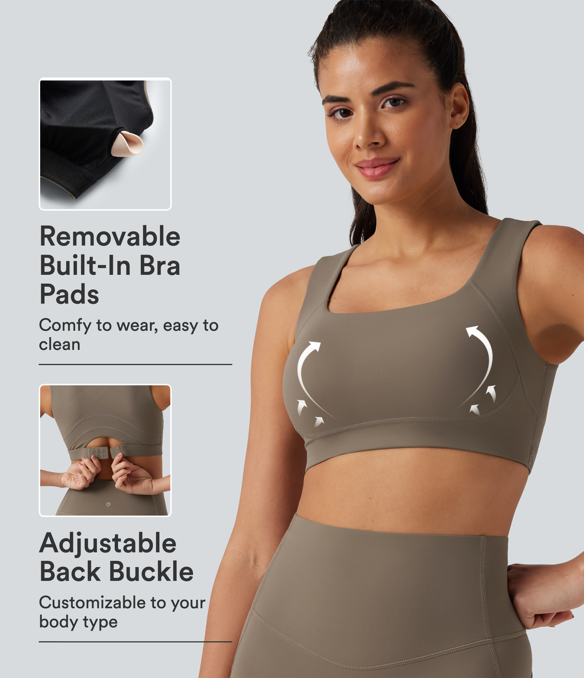 Halara UltraSculpt™ Medium Support U Neck Built-in Bra Push-Up Training Sports Bra