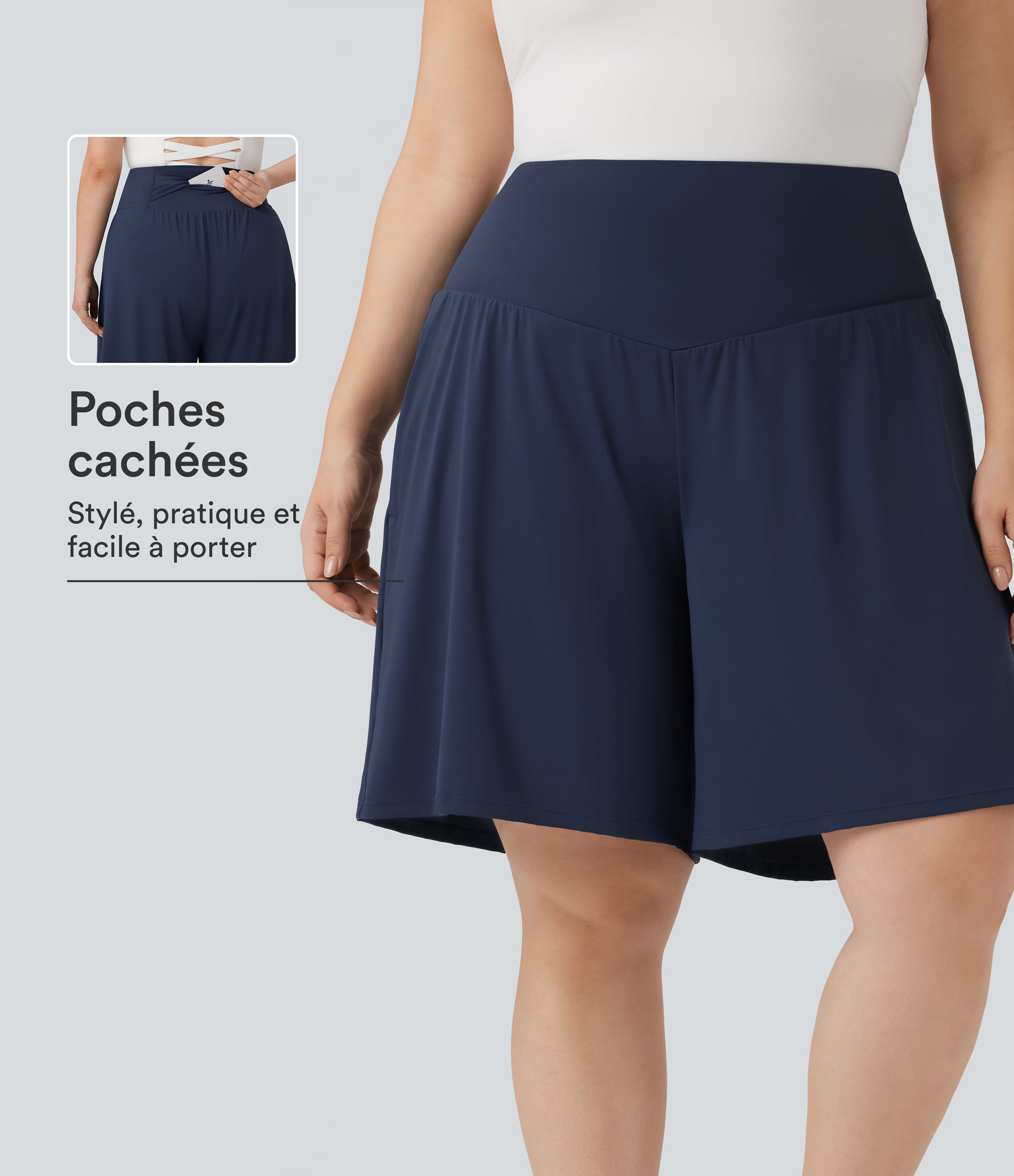 Bermuda yoga grande taille SoftlyZero™ Airy taille haute toucher frais avec poches