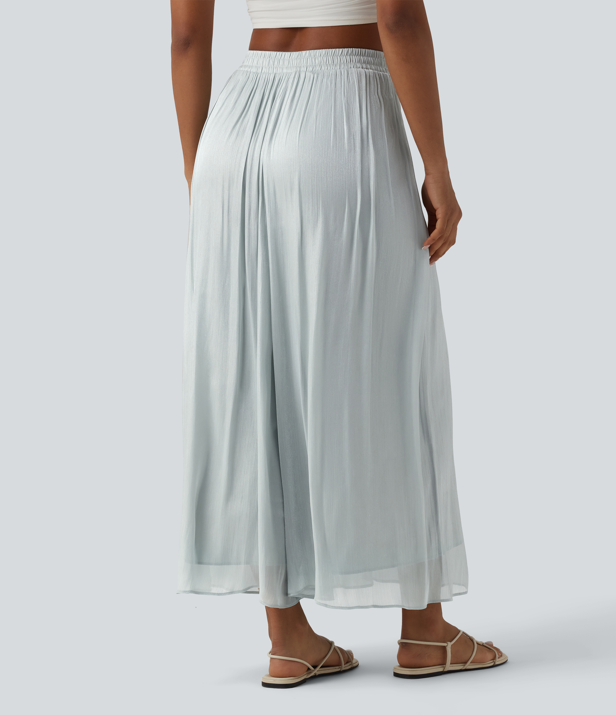 Puritan Gray High Waisted Flowy Resort Baggy Trousers / 2