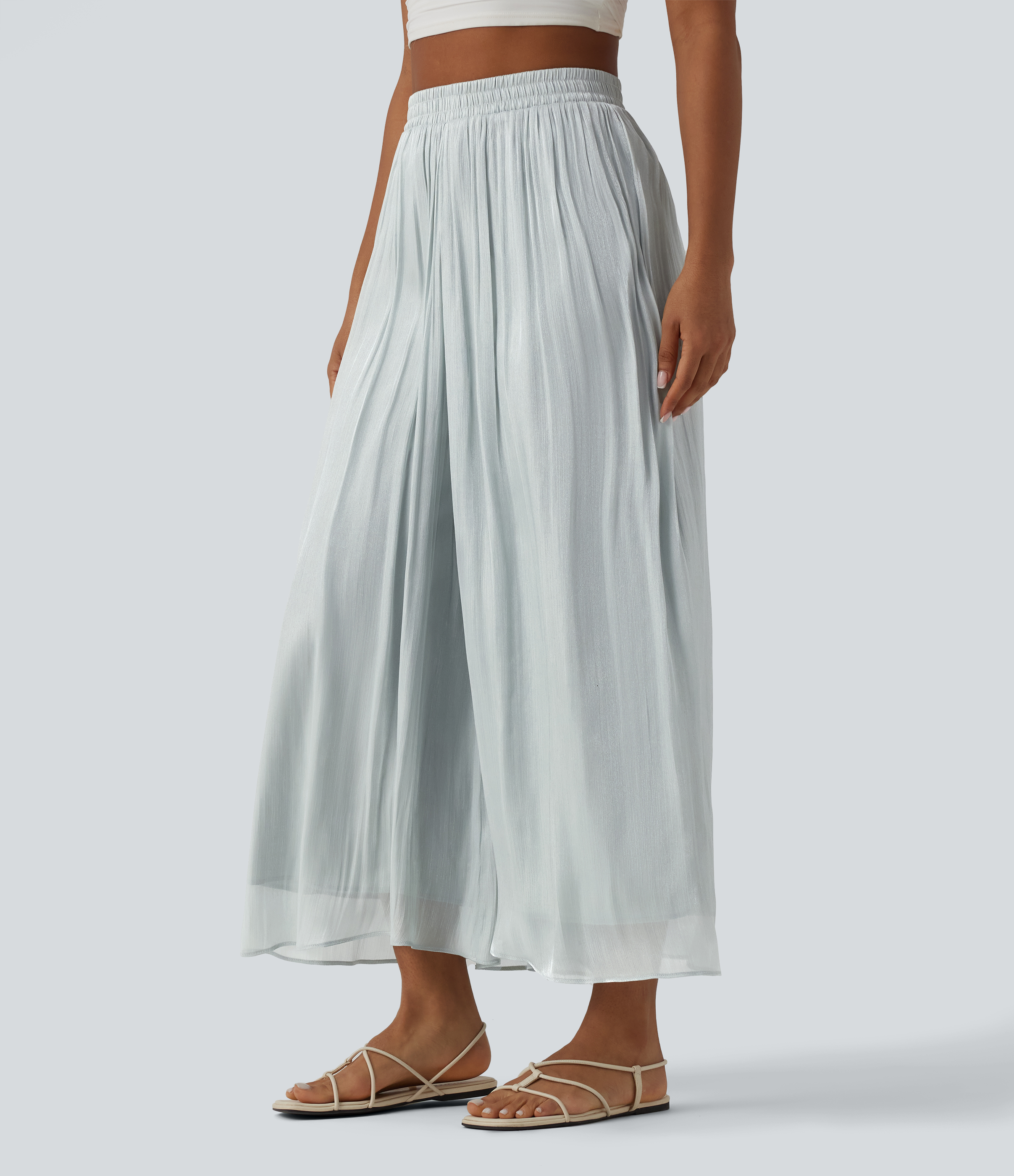 High Waisted Flowy Resort Baggy Trousers